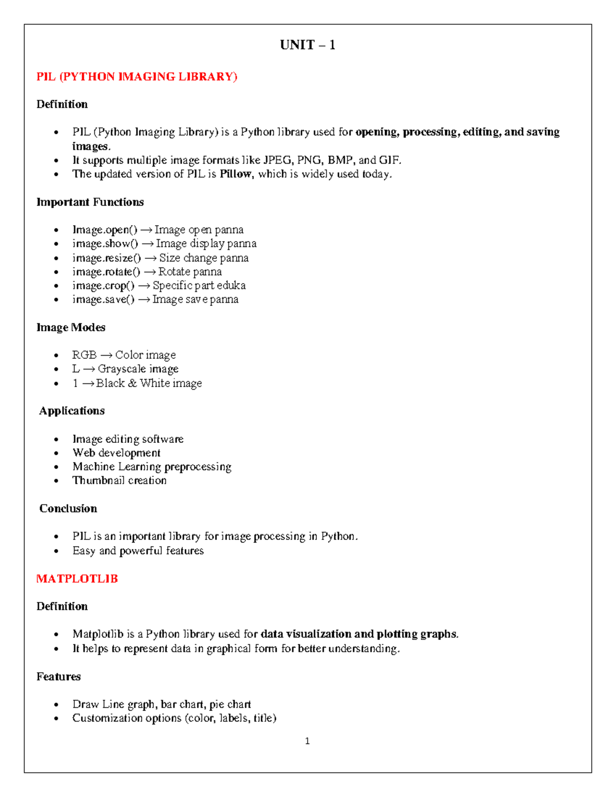 UNIT 1 COMPUTER VISION: PIL, Matplotlib, NumPy, SciPy & Algorithms ...