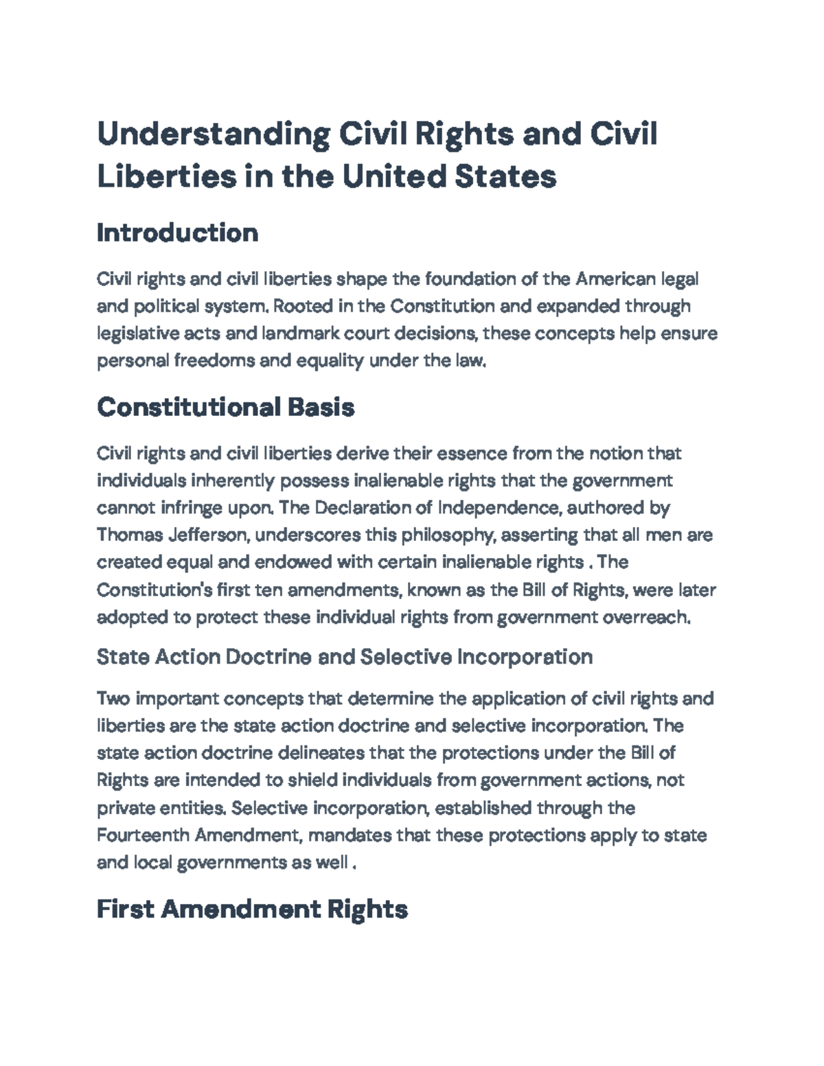 Understanding Civil Rights and Liberties in the U.S. (CIV 101 ...