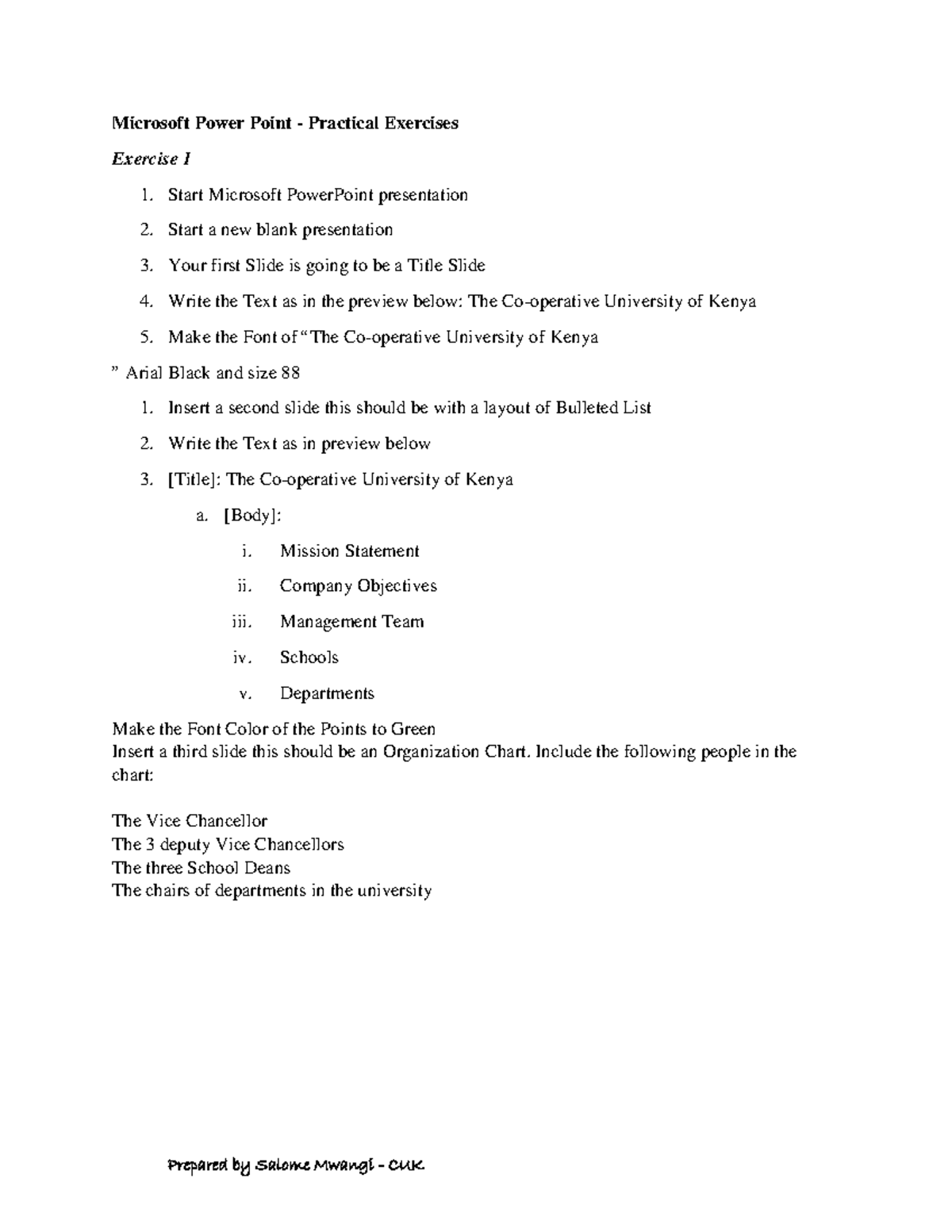 Ms PowerPoint Practical Exercises 2025: Exercise 1 Guide - Studocu