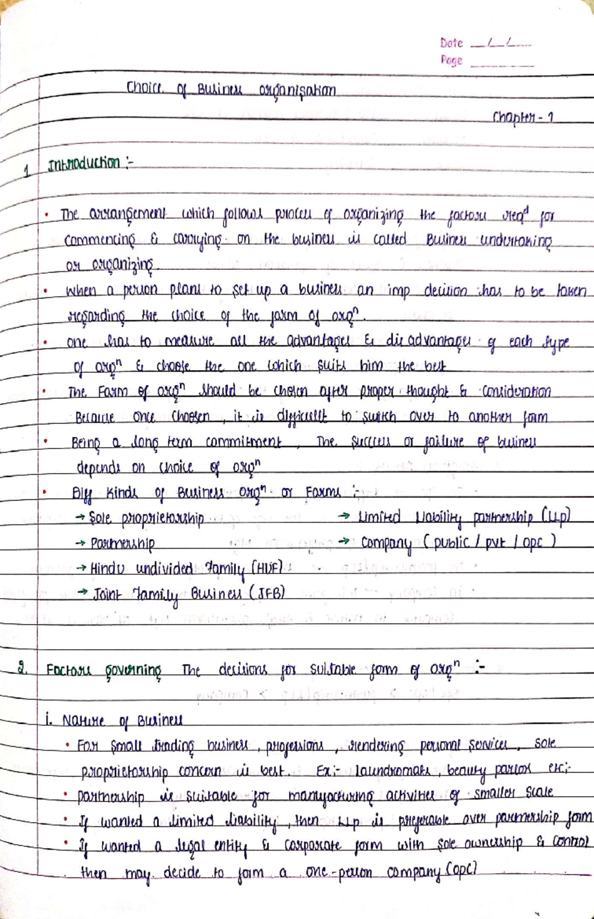 SBEC - Comprehensive Handwritten Notes on Company Types - CS Executive ...