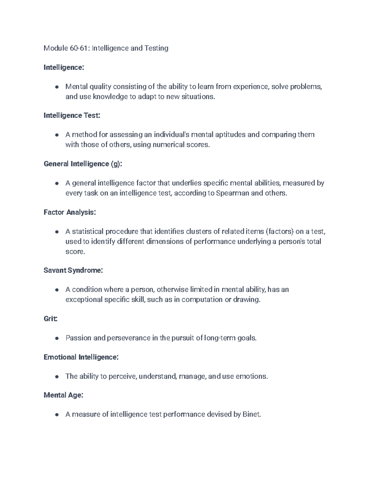 AP Psych Module 60-61: Key Concepts of Intelligence and Testing - Studocu