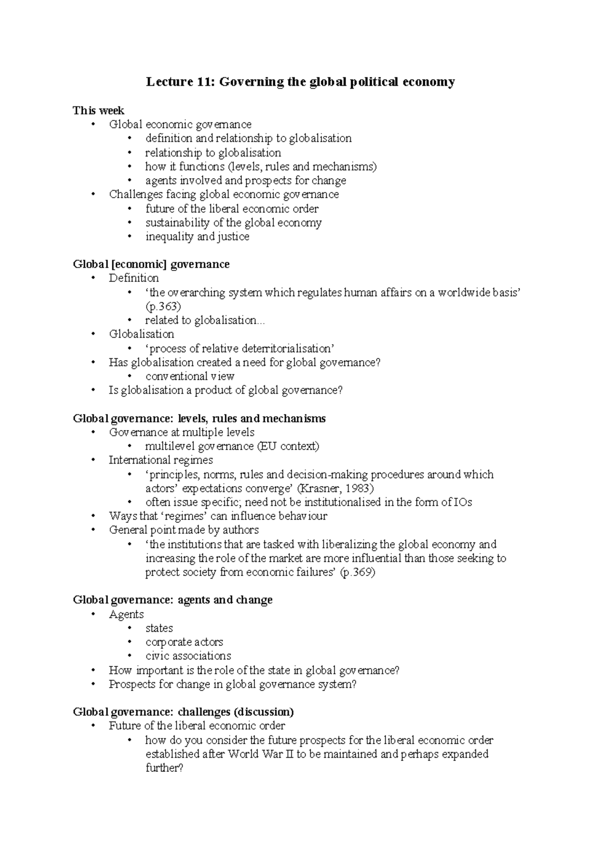 Midterm Exam Review Notes for Course XYZ 101 - Lecture 11: Governing ...