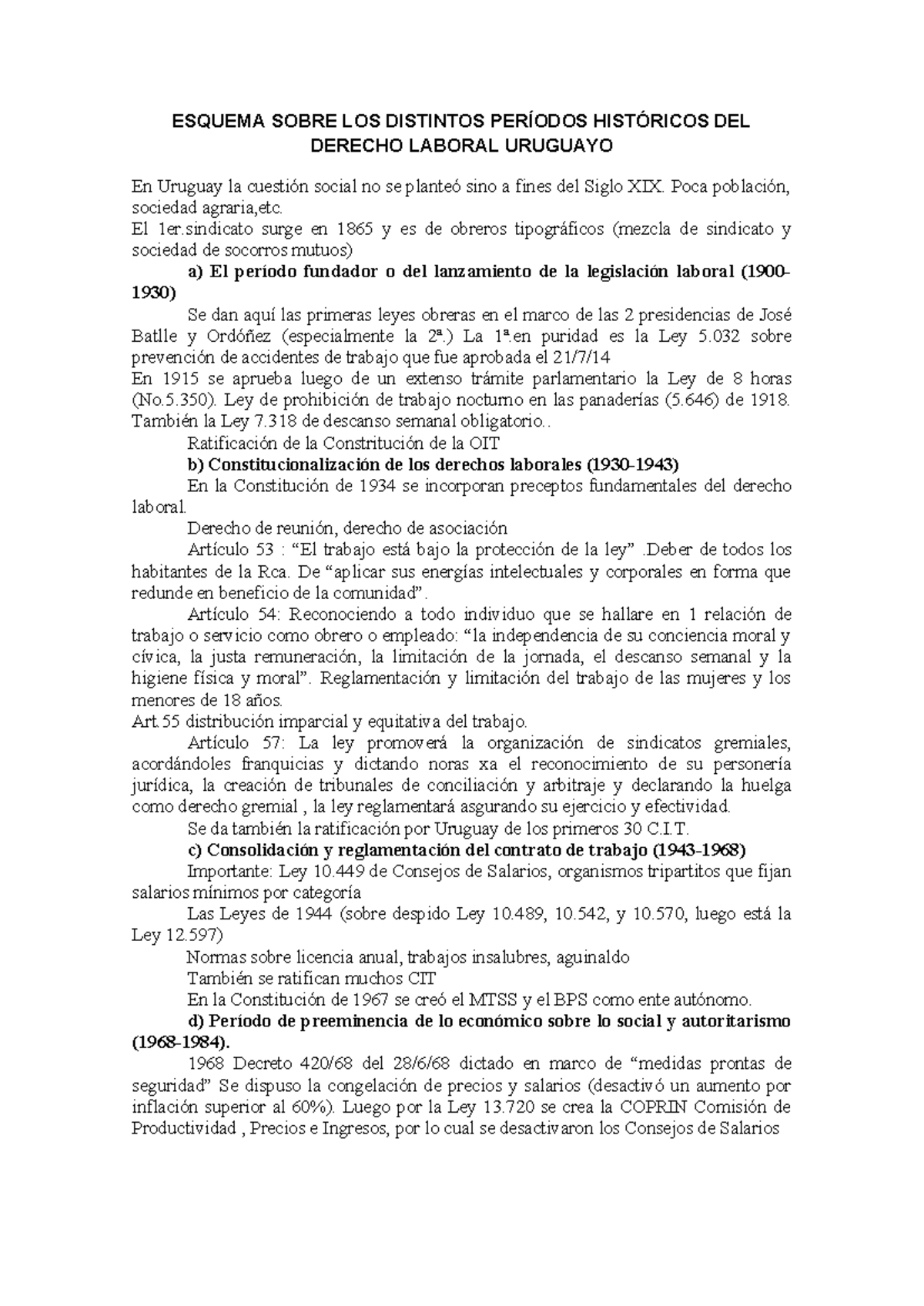 Historia del Derecho Laboral Uruguayo: Evolución y Legislación (CL123 ...