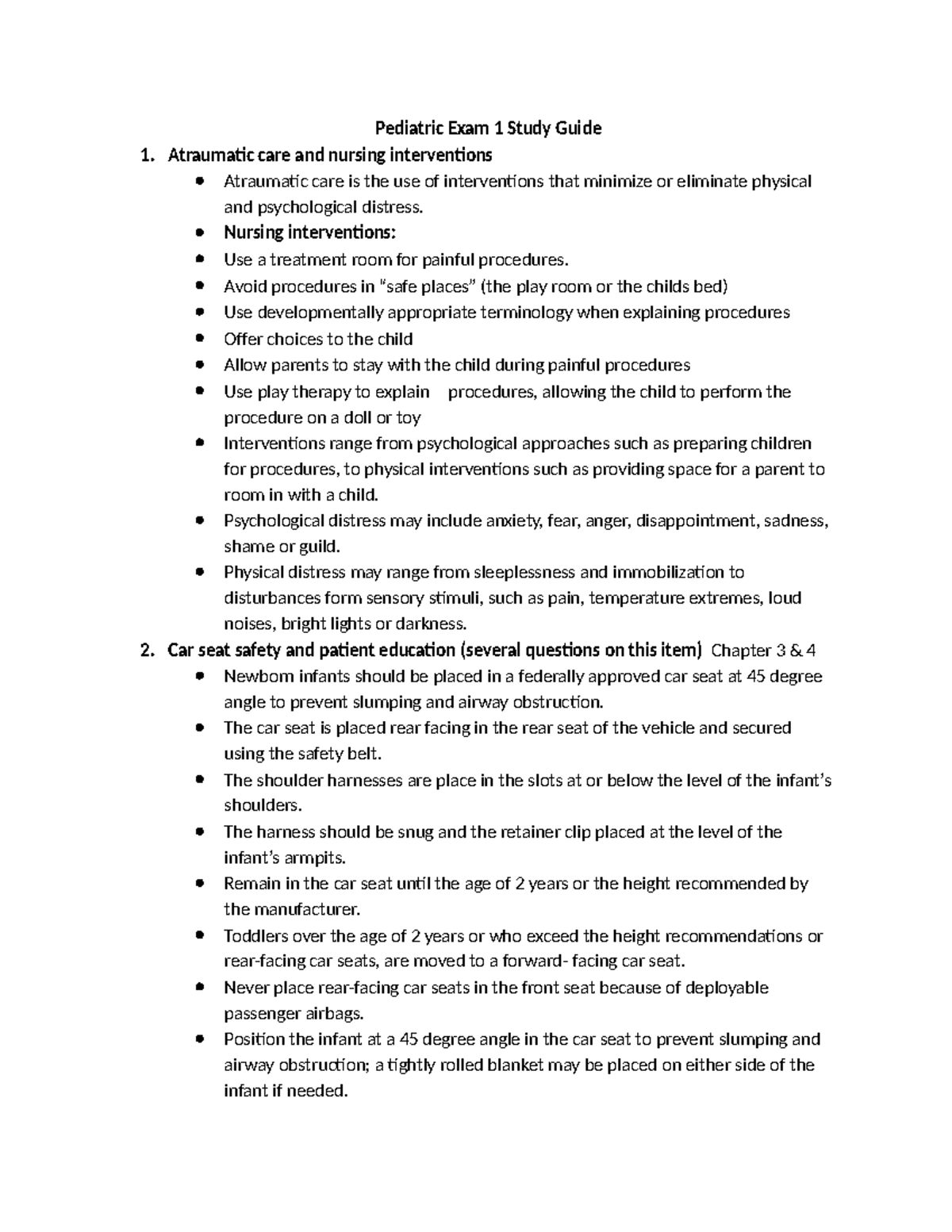 Pediatric Nursing Exam 1 Study Guide (Course Code: PN 101) - Studocu