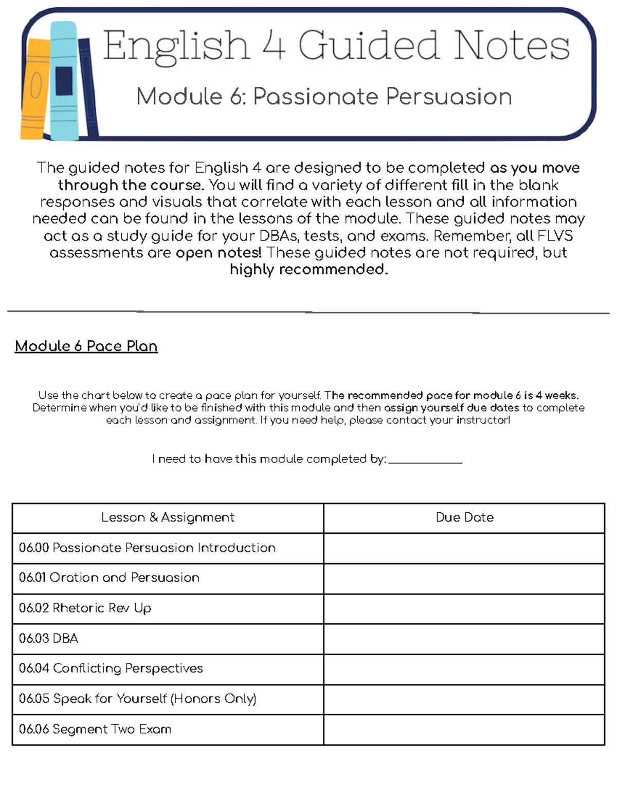 Module 6 Guided Notes: Passionate Persuasion for English 4 - Studocu