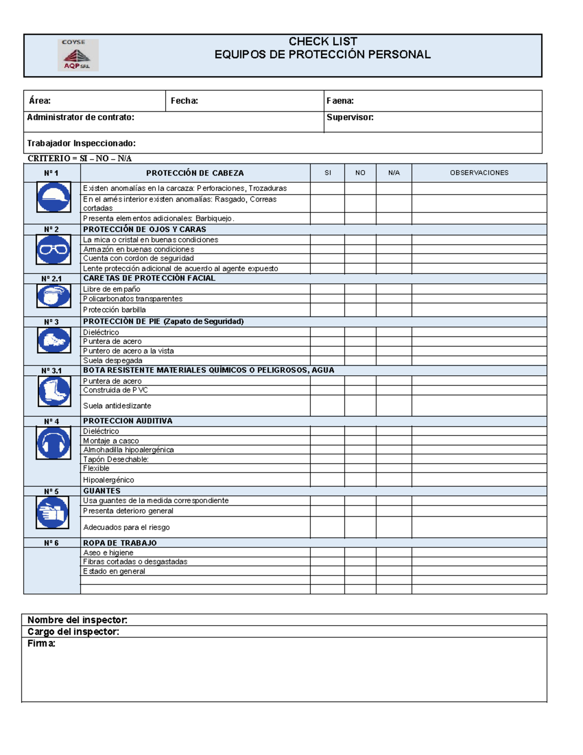 Checklist de Equipos de Protección Personal (EPPS) - Inspección Laboral - Document Preview