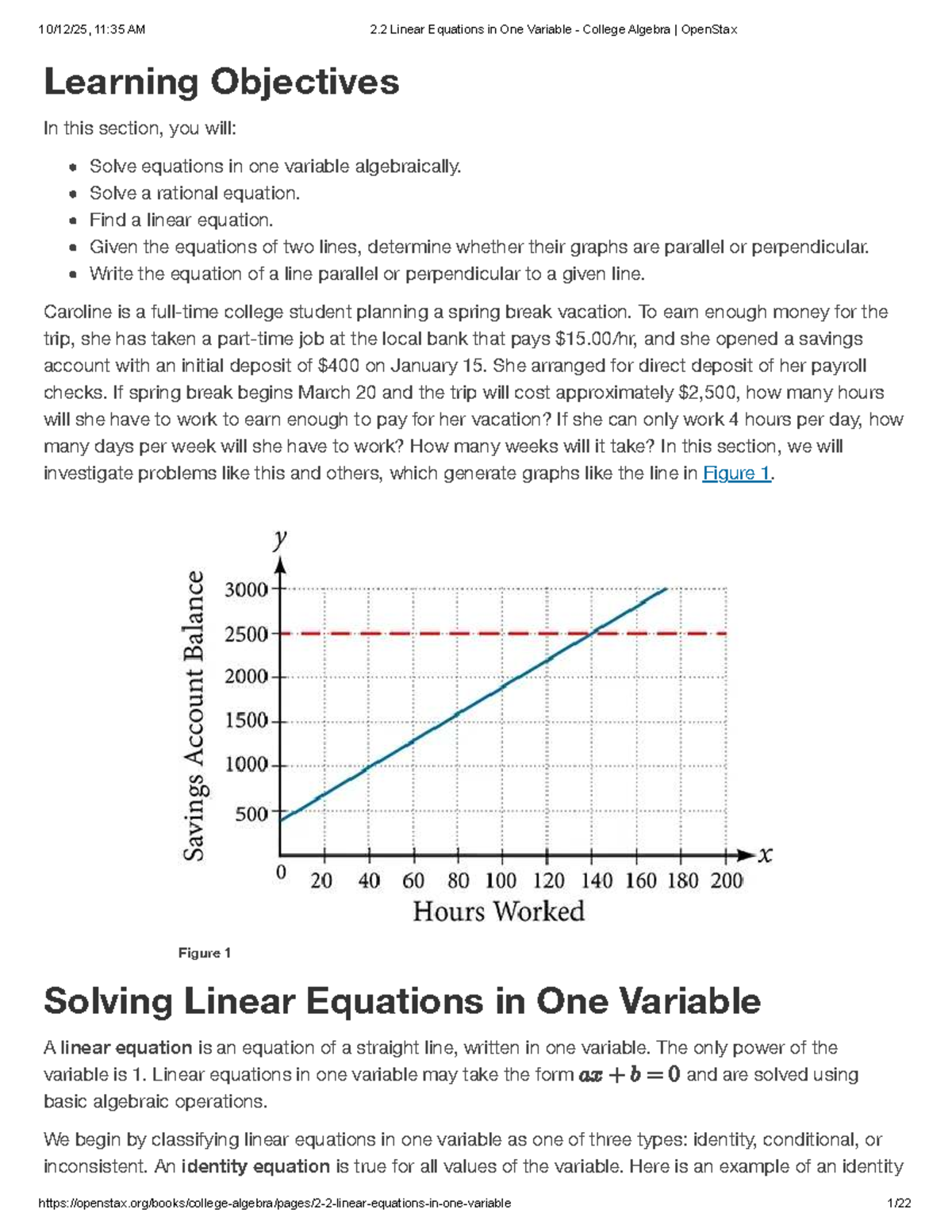 Linear Equations in One Variable - College Algebra (2.2) - Studocu