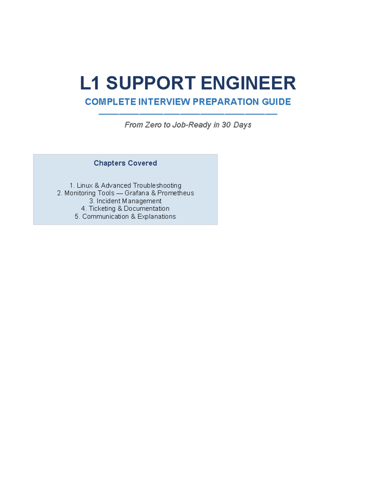 L1 Support Engineer Interview Prep Guide: Mastering Linux & Monitoring ...