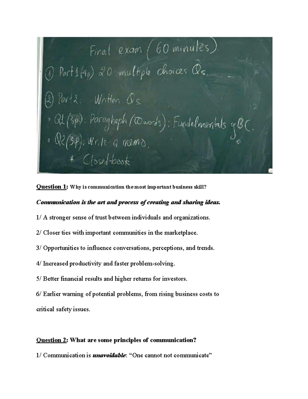 Final Exam: Communication Skills & Professionalism (GIAO TIEP KD) - Studocu