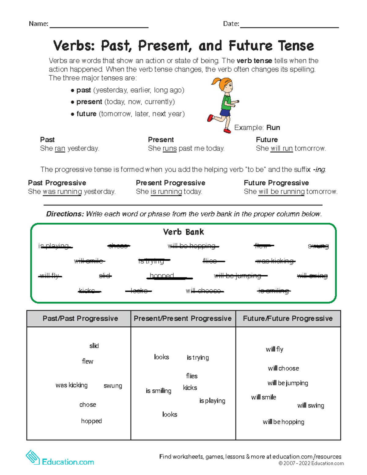 ENG 101: Verbs - Past, Present, and Future Tense Worksheet - Studocu