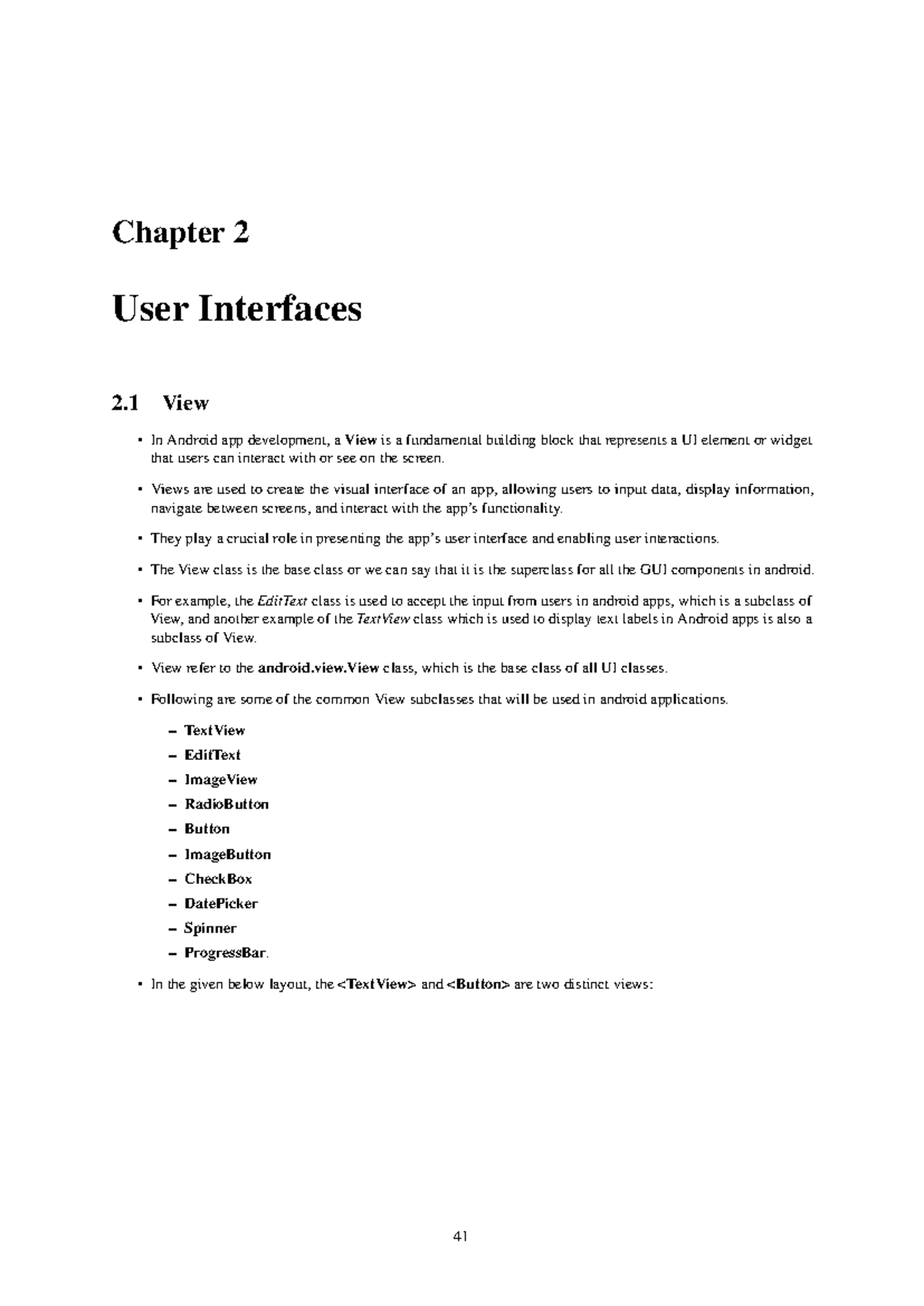 Chapter 2: User Interfaces in Android App Development (Unit-2) - Studocu