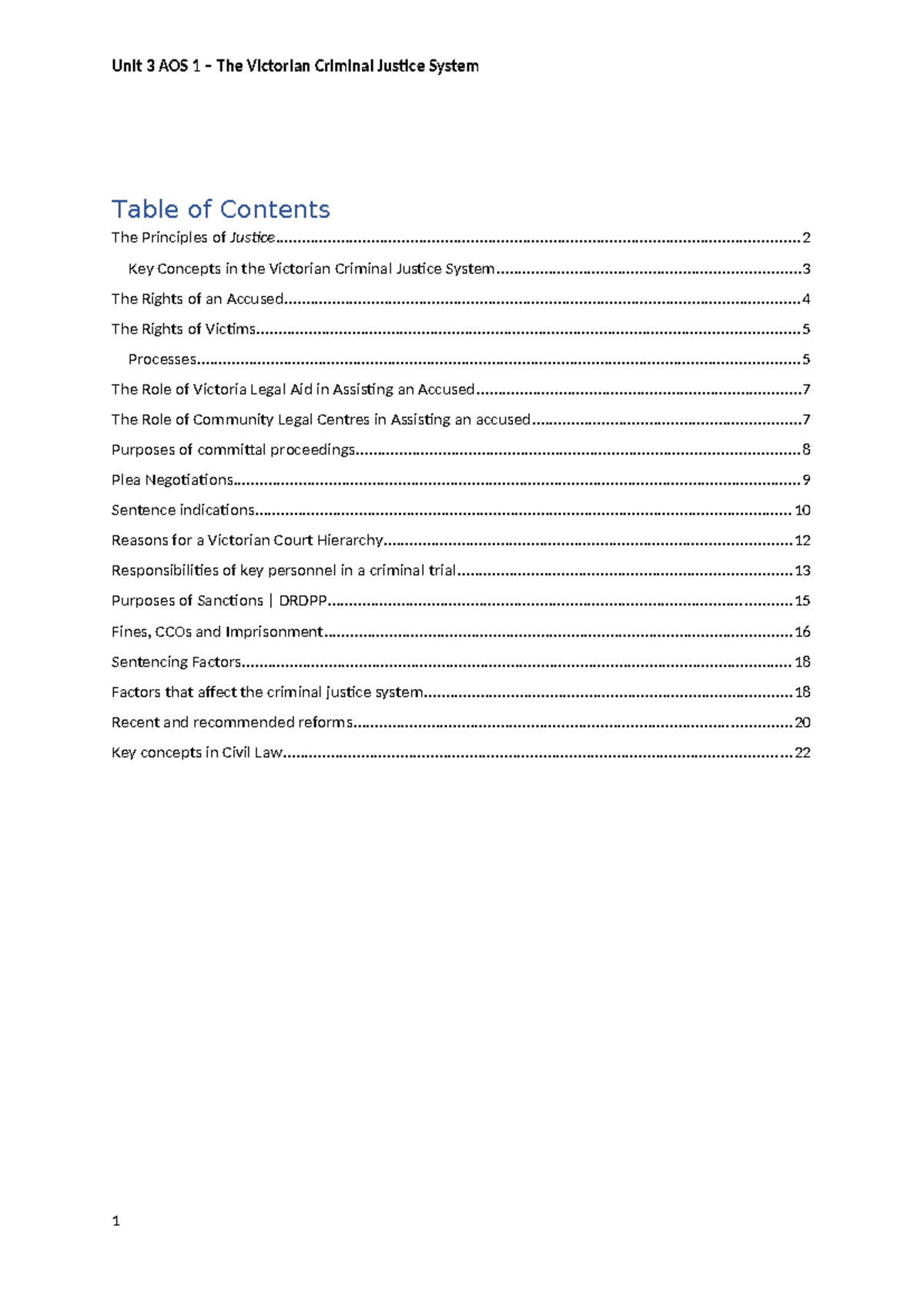 Legal Studies VCE Chapter Notes: Criminal Justice System Overview - Studocu