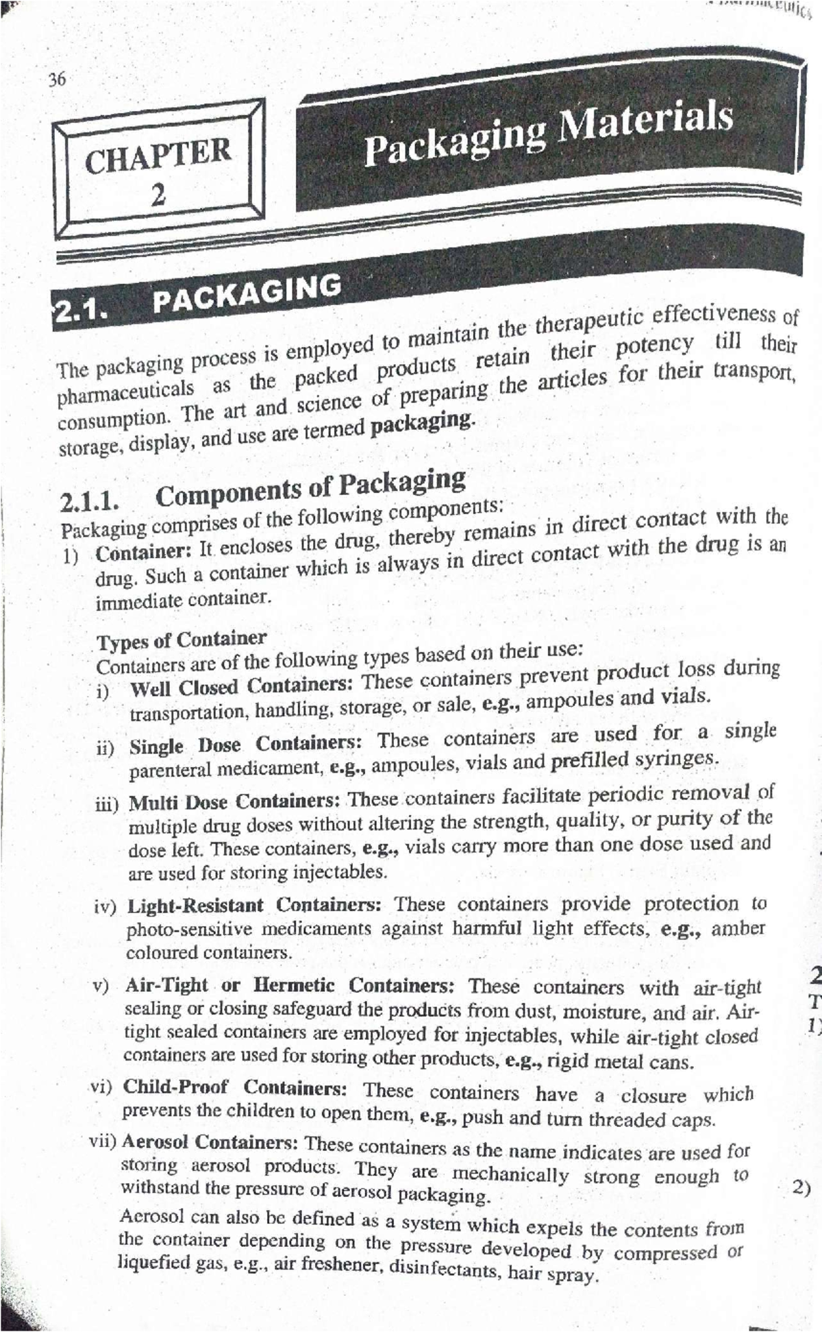 Pharmaceutics 36: Chapter 2 - Packaging Materials Overview - Studocu