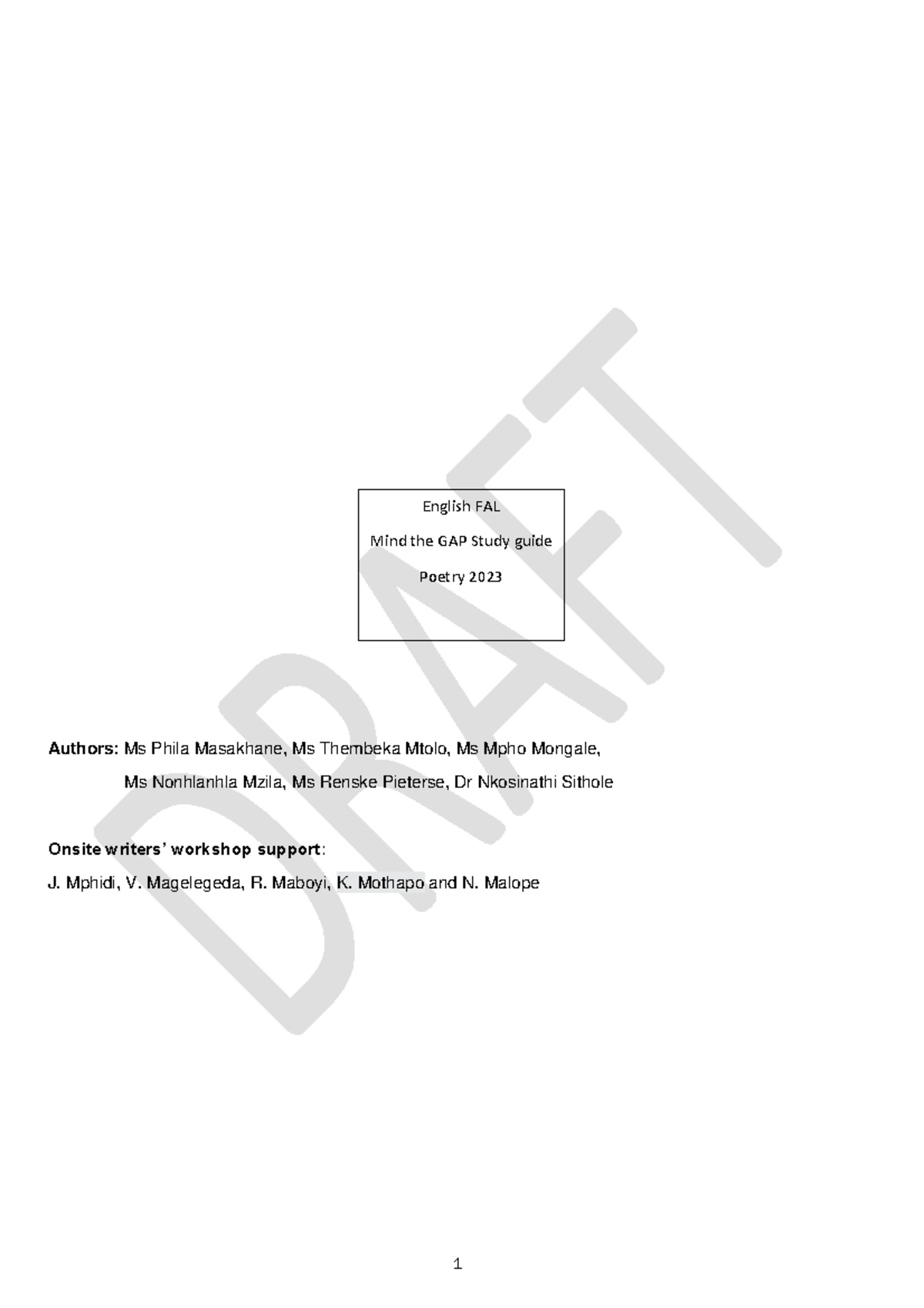 EFAL Mind the GAP Study Guide: Poetry Analysis for Grade 12 - Studocu