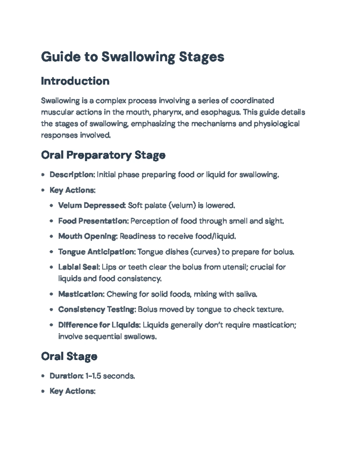 CSD 6624 Study Guide: Detailed Overview of Swallowing Stages - Studocu