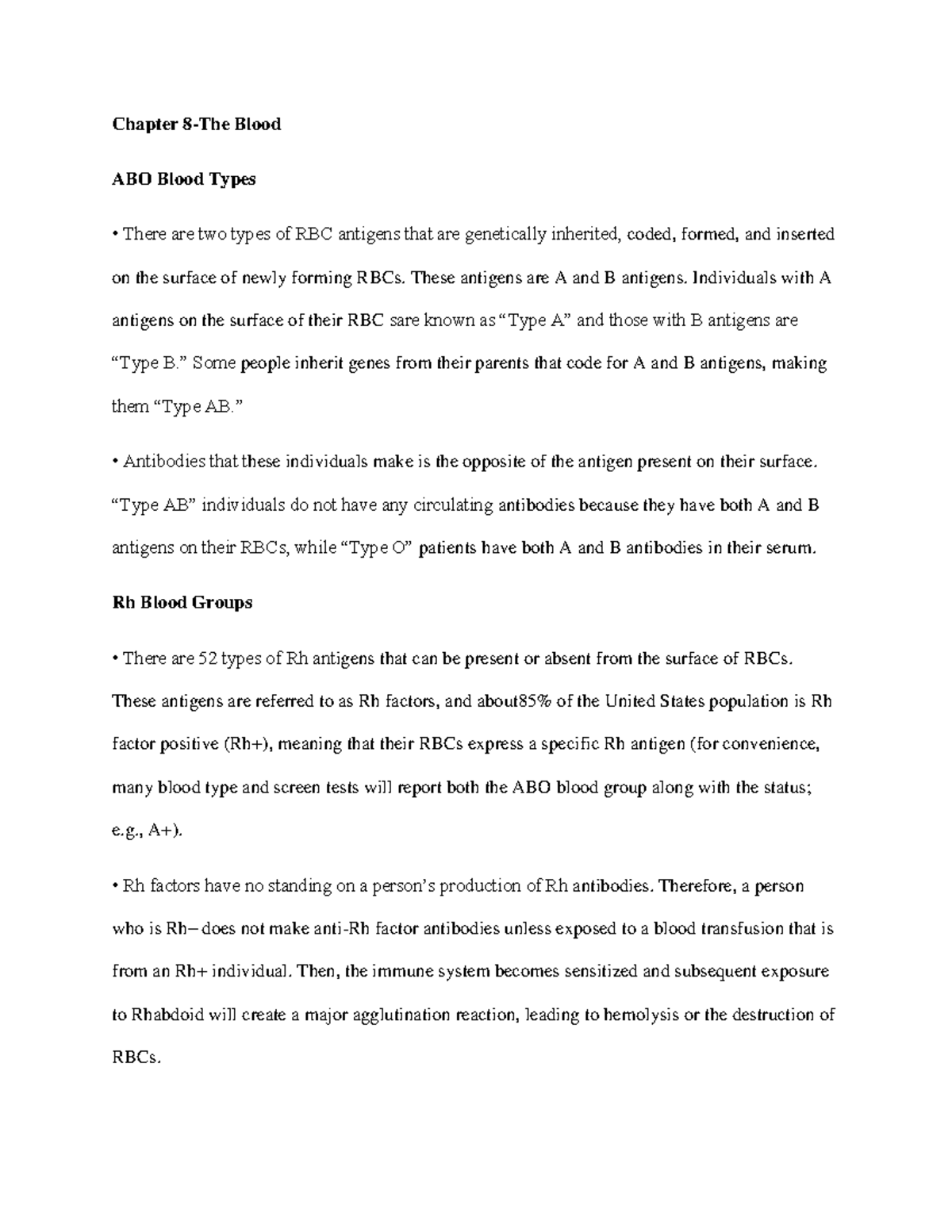 Biology Lec 3 - Key Notes on Blood Types and Rh Factors - Studocu