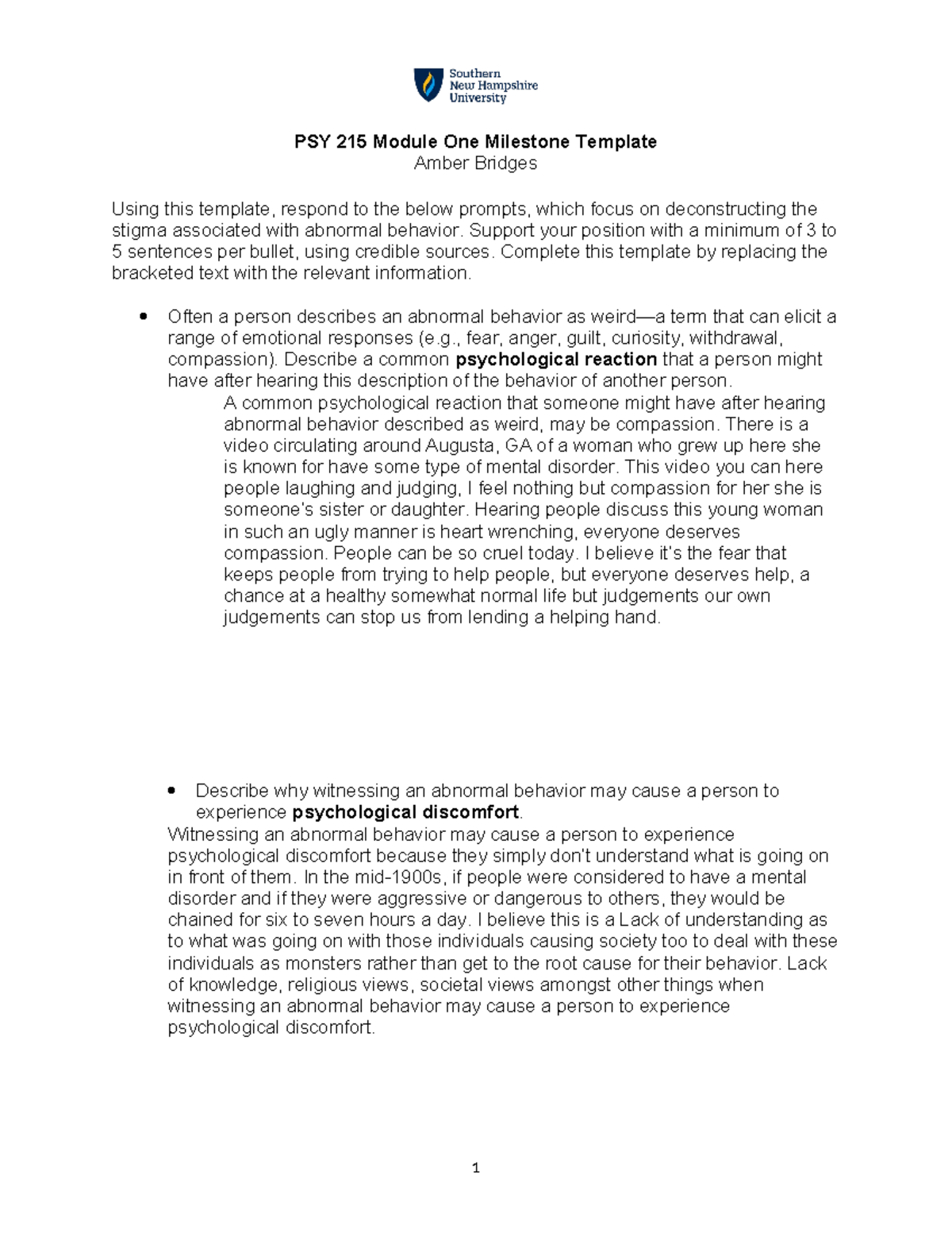 PSY 215 Milestone: Understanding Stigma in Abnormal Behavior - Studocu