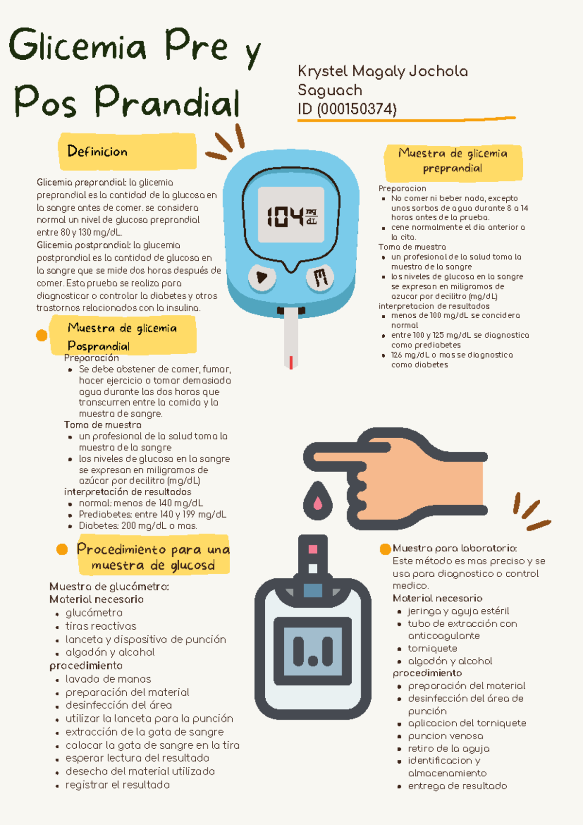 Ficha de Glicemia Pre y Post Prandial: Definiciones y Procedimientos ...