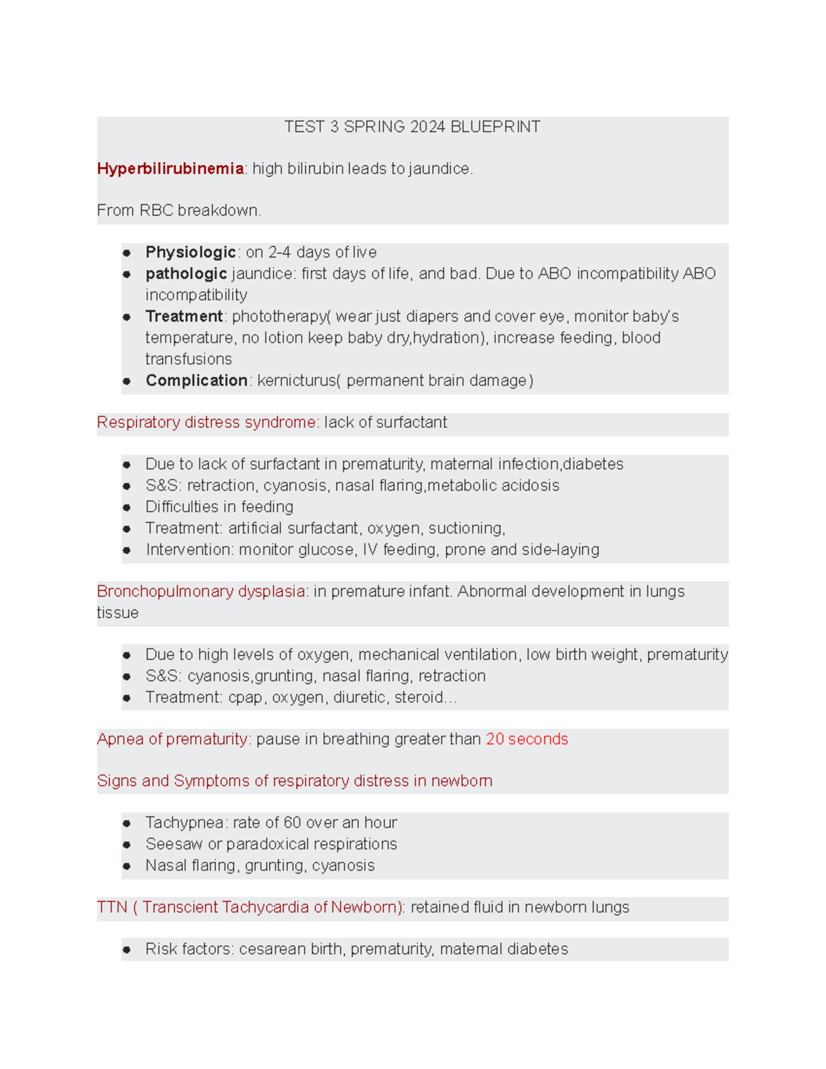 Pediatric EXAM Study Guide: Key Concepts for Test 3 Spring 2024 - Studocu