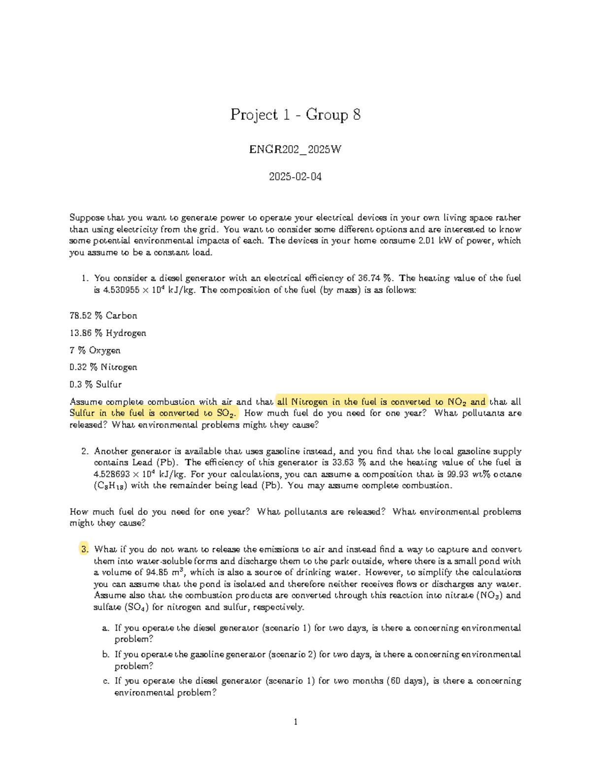 Project 1 group 8 - Project 1 - Group 8 ENGR202_2025W 2025-02- Suppose ...