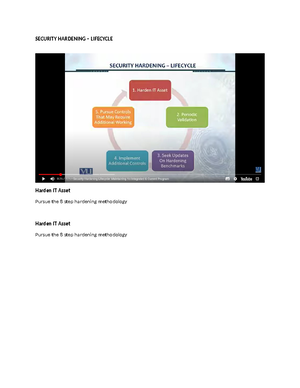 Handouts-cs-205 - SECURITY HARDENING – LIFECYCLE Harden IT Asset Pursue ...