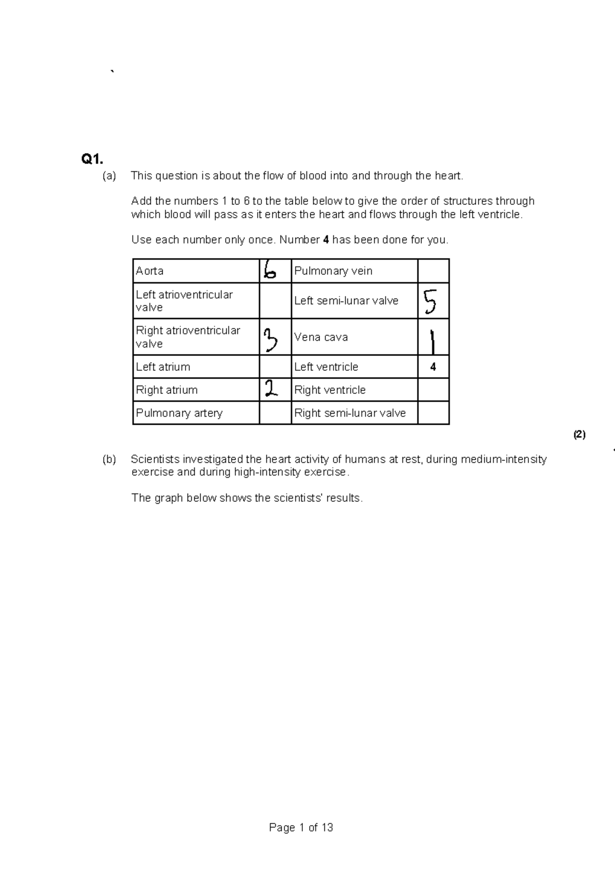 Heart Physiology Q1 - Blood Flow and Cardiac Function Analysis - Studocu