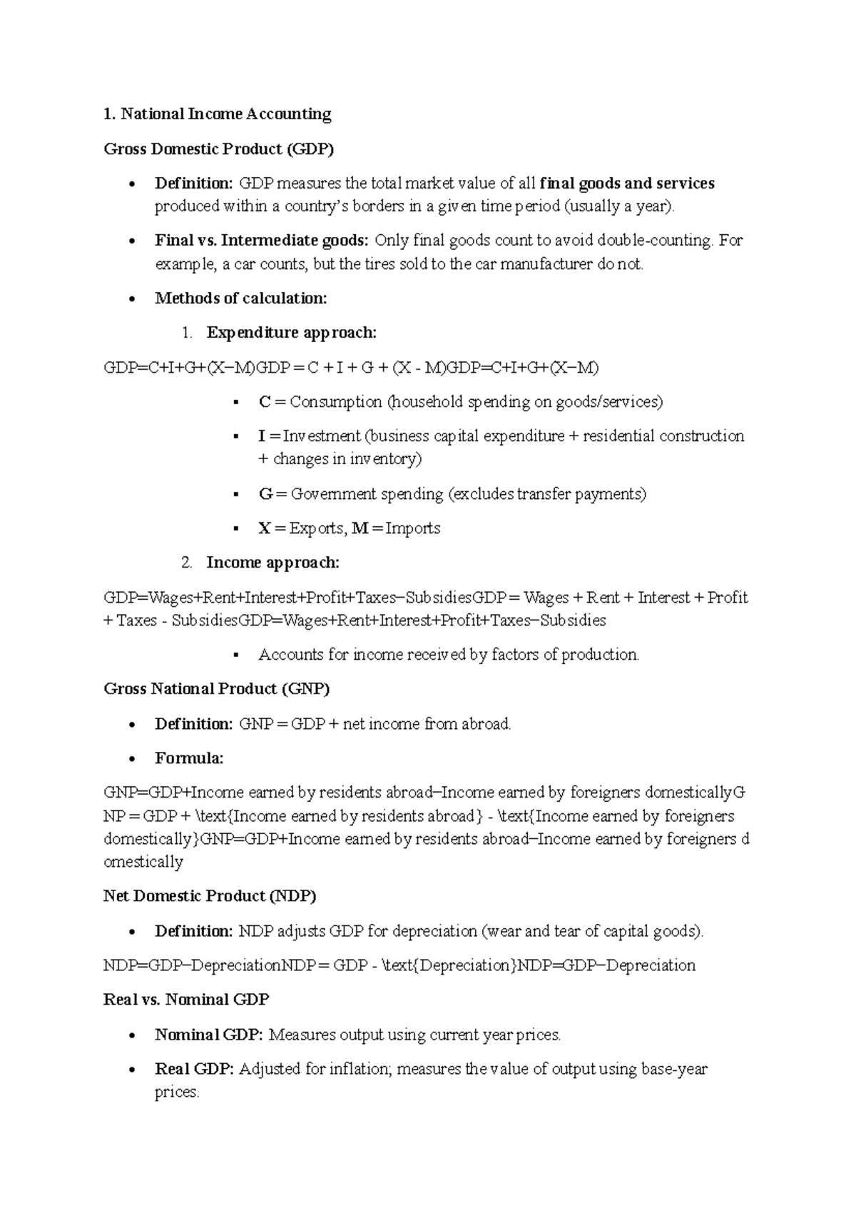 ECO 101: National Income Accounting & Economic Concepts Review - Studocu