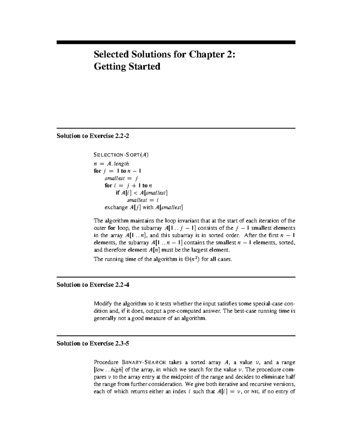 Selected Solutions for Algorithms (CS101) - Chapter 2 - Studocu