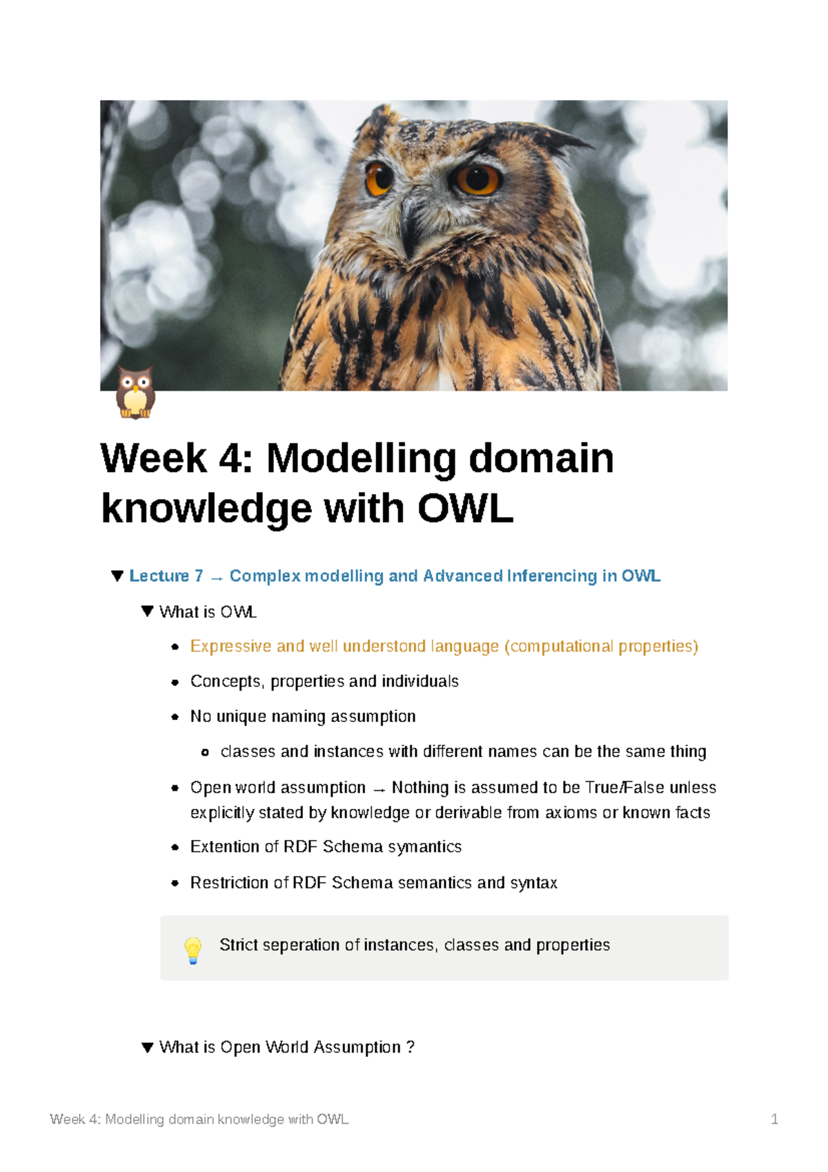 Week 4 Lecture: Advanced Modelling with OWL and Inference Techniques ...