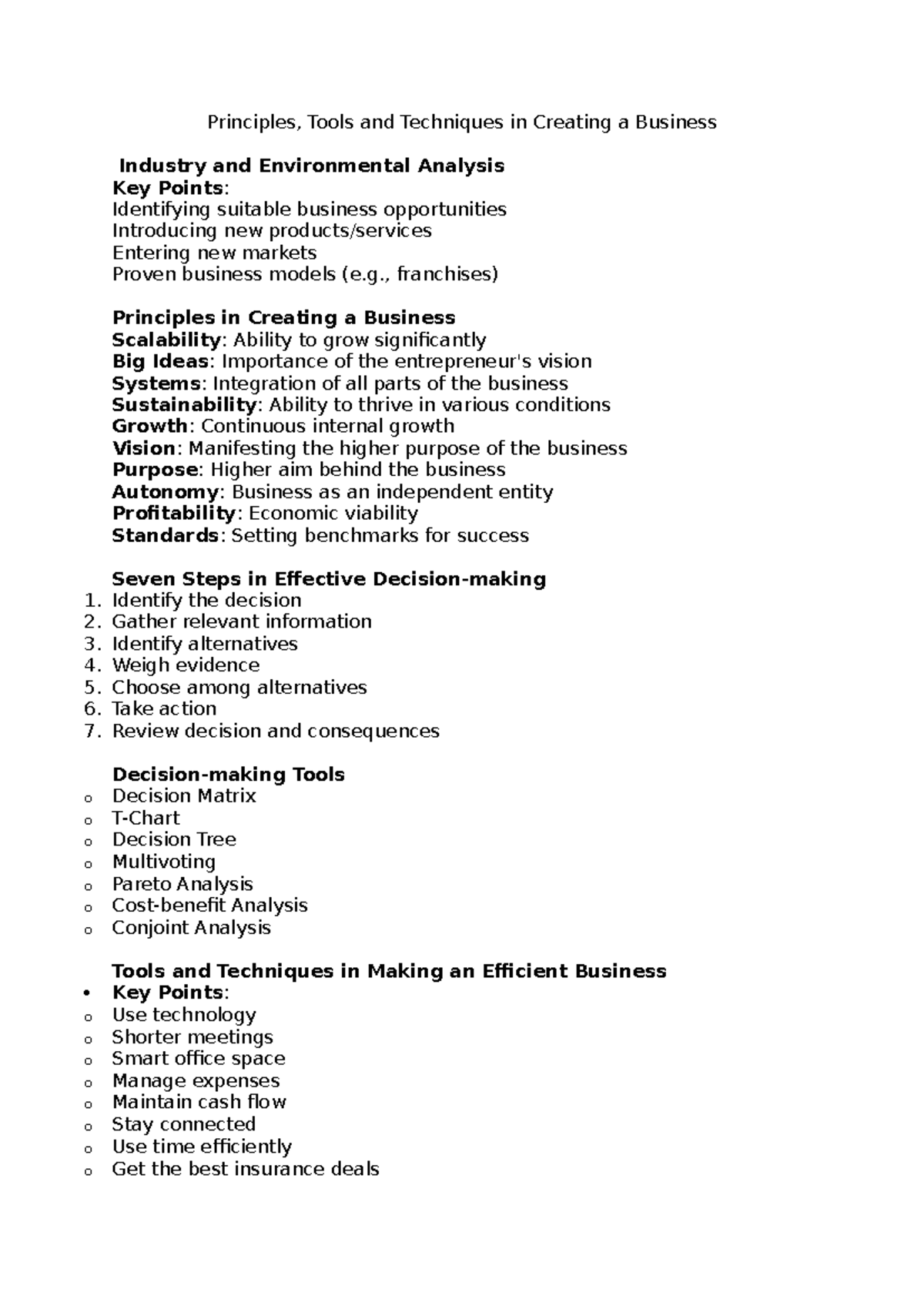 Principles & Techniques for Business Analysis: Key Insights - Studocu