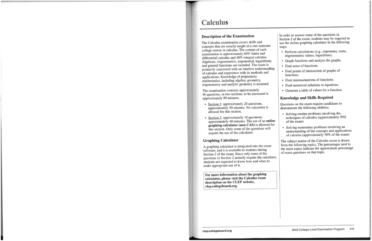 Clep Calculus Study Guide 2022 - Studocu