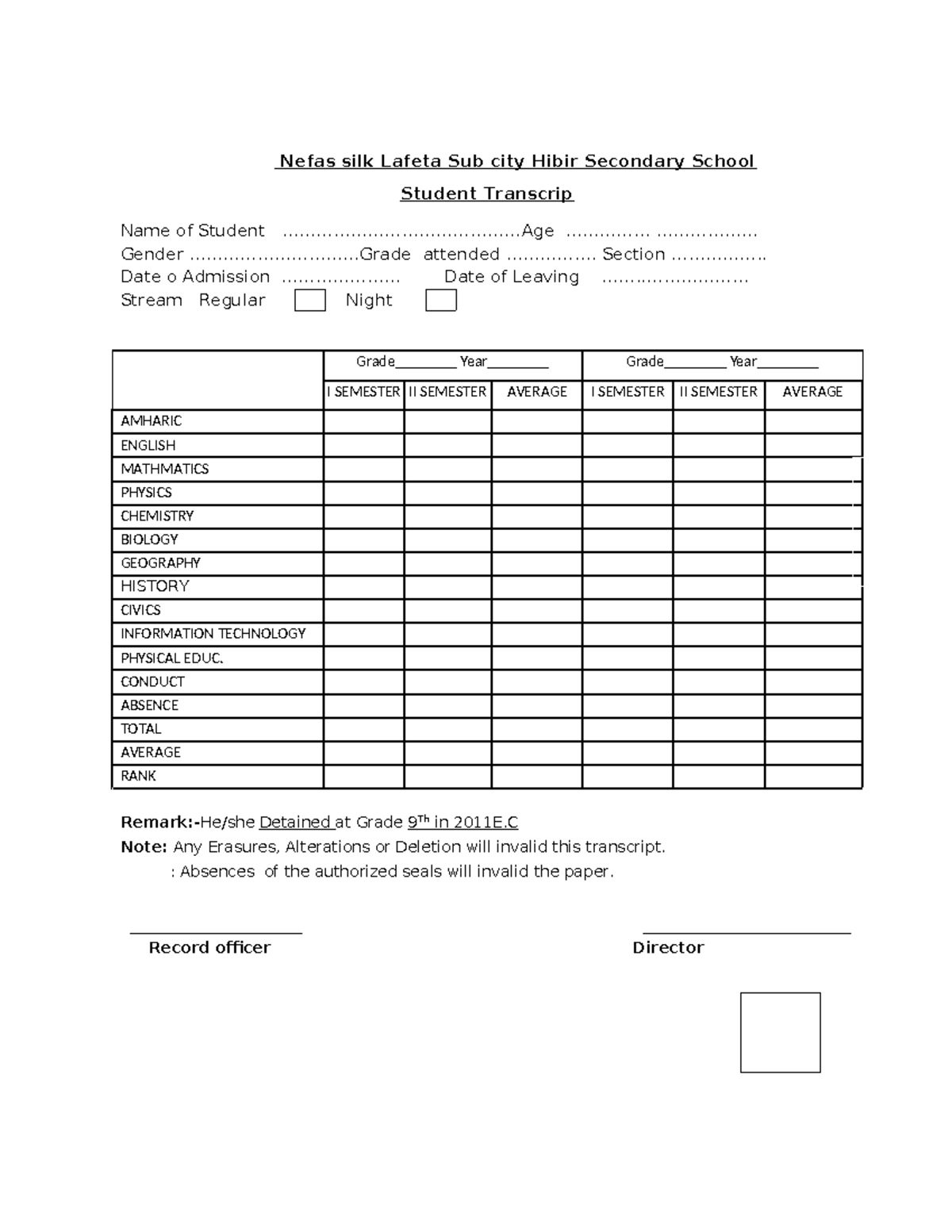 Transcript Hibir (th - notice - Document Preview