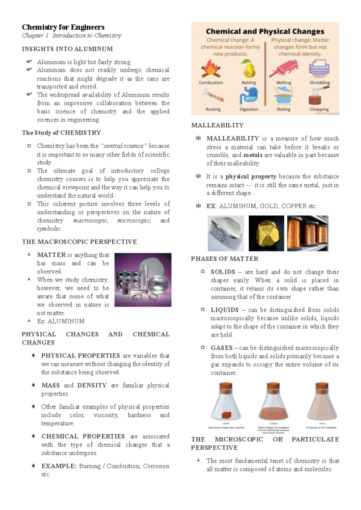 Chem Eng CH 1 - Intro to Chemistry Insights and Key Concepts - Studocu