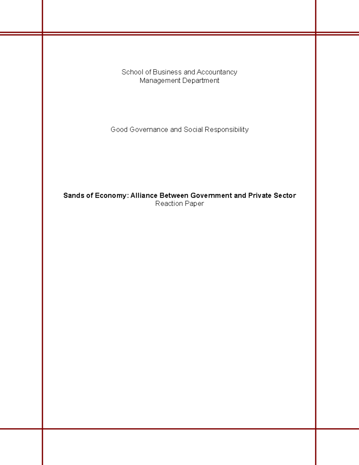 Reaction Paper on Good Governance & Social Responsibility: Insights ...