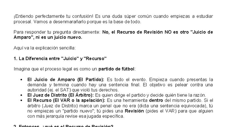 Recurso de Revisión en el Juicio de Amparo: Explicación Clara - Studocu
