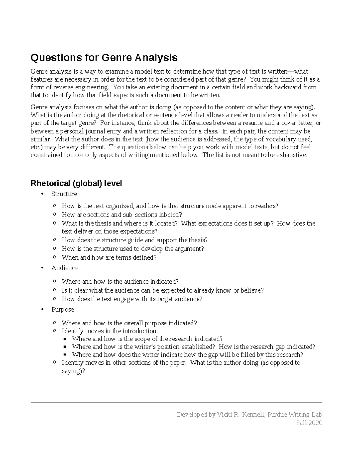 Genre Analysis Questions: Understanding Text Features and Structure ...