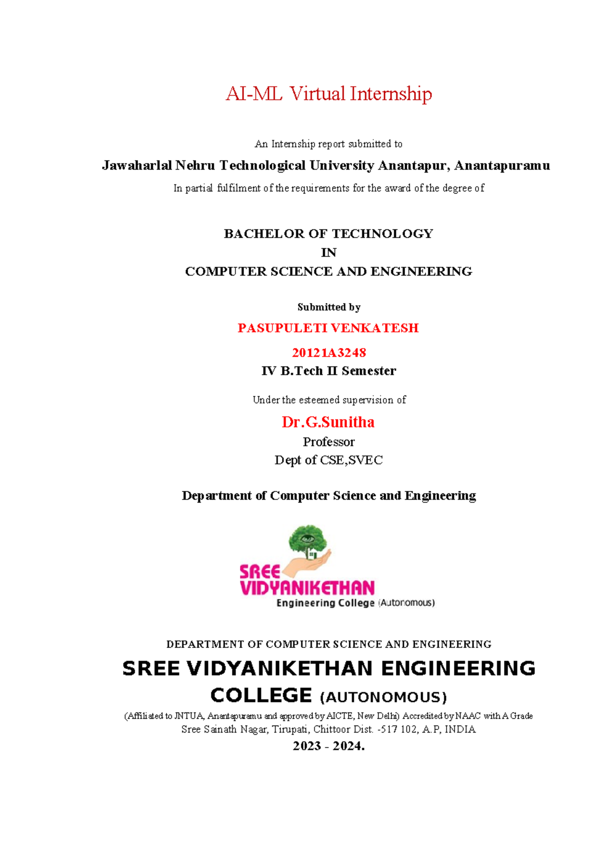 733470303 Final Internship Report on AI-ML Experience - Studocu