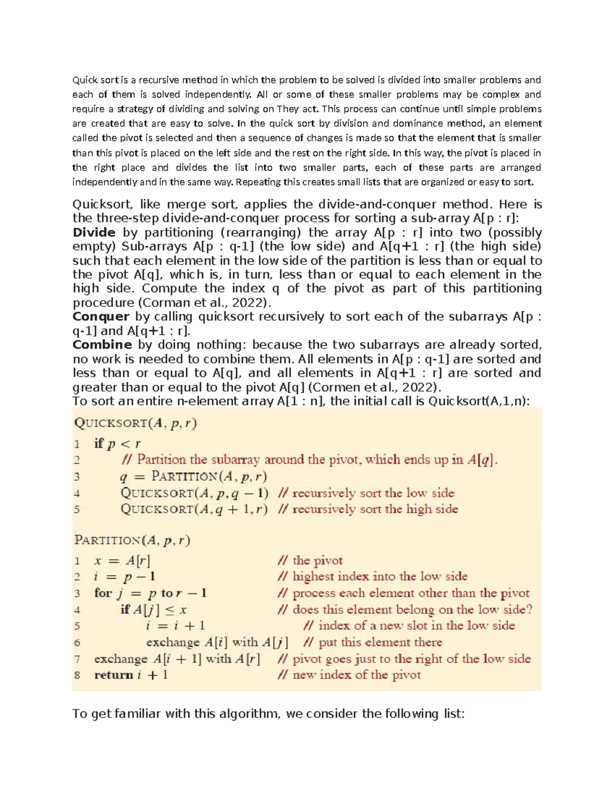 CS101: Quick Sort Algorithm Explained - Discussion Forum Unit 6 - Studocu