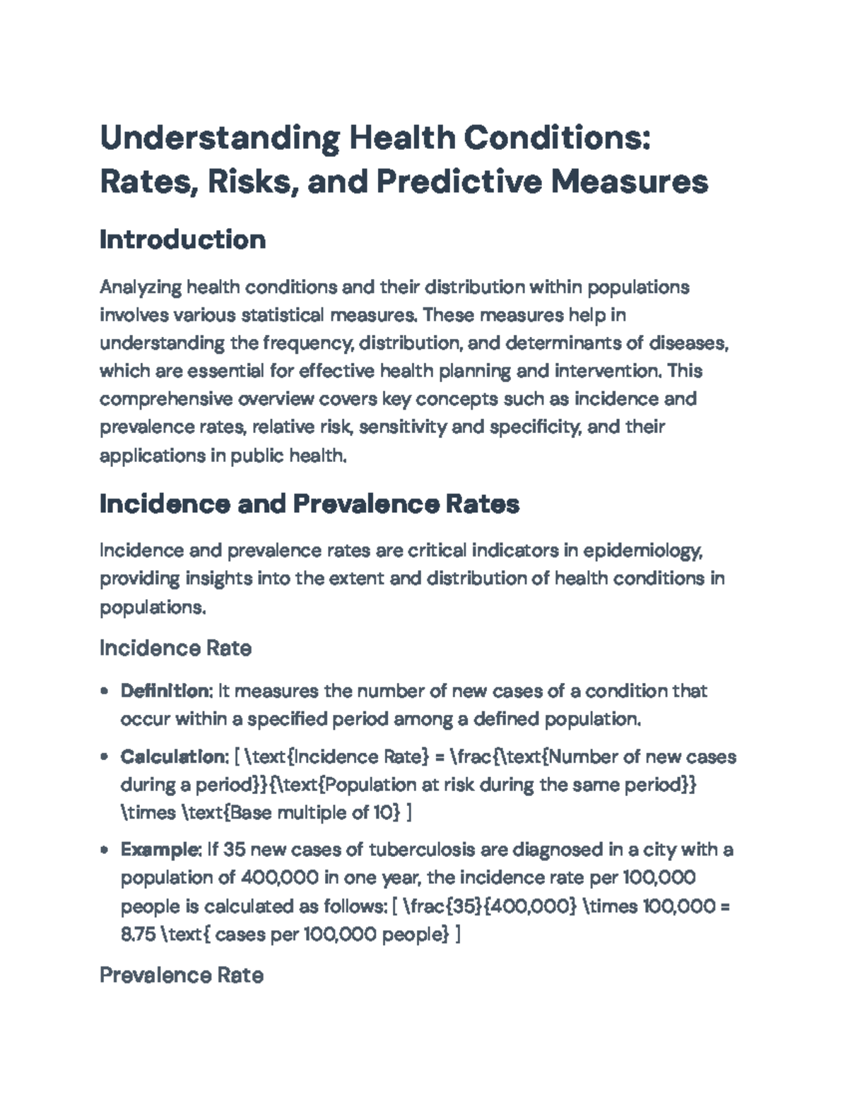 Understanding Health Conditions: Rates, Risks & Predictive Measures ...