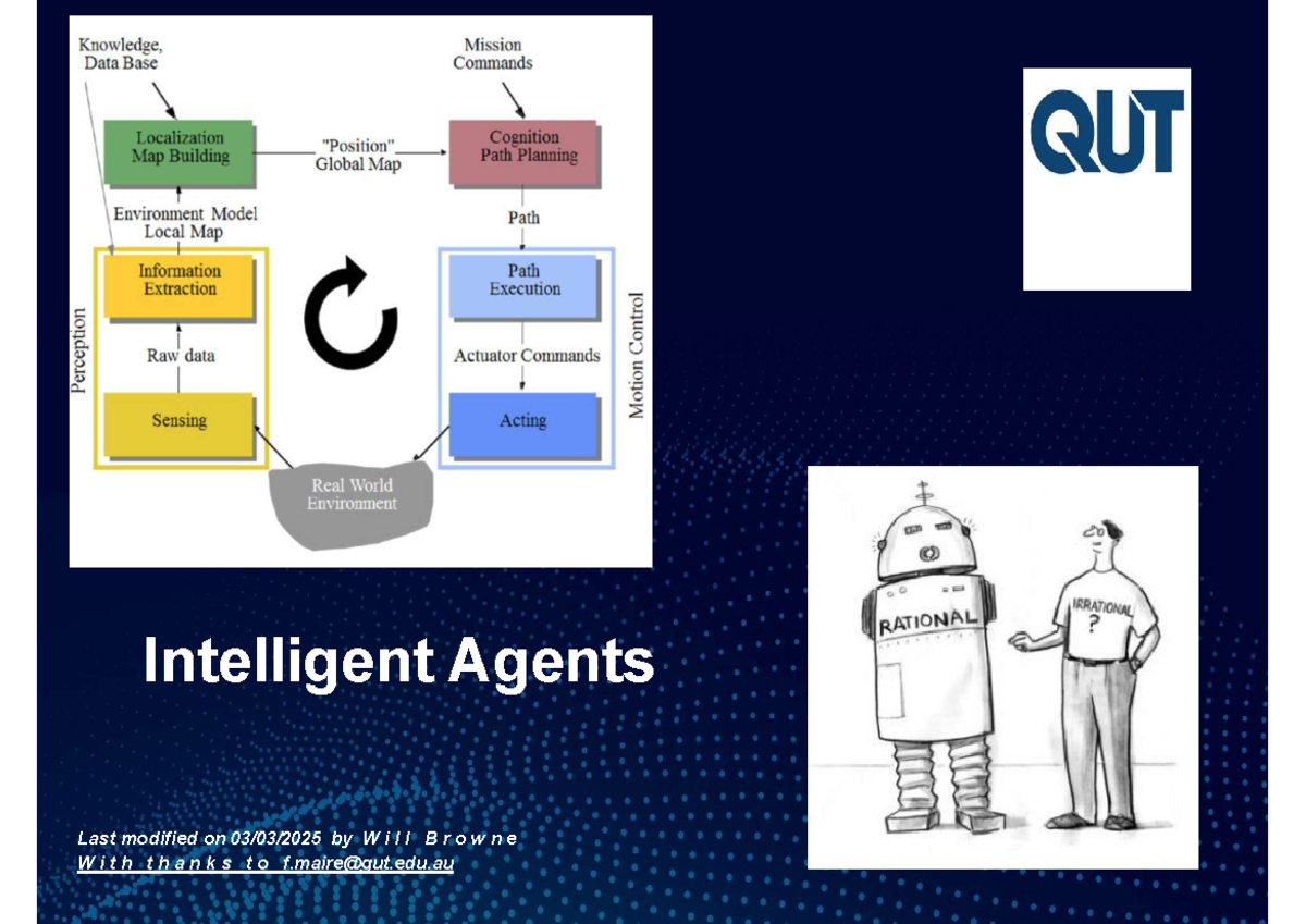CAB320 Week 3 Lecture Notes: Understanding Intelligent Agents - Studocu