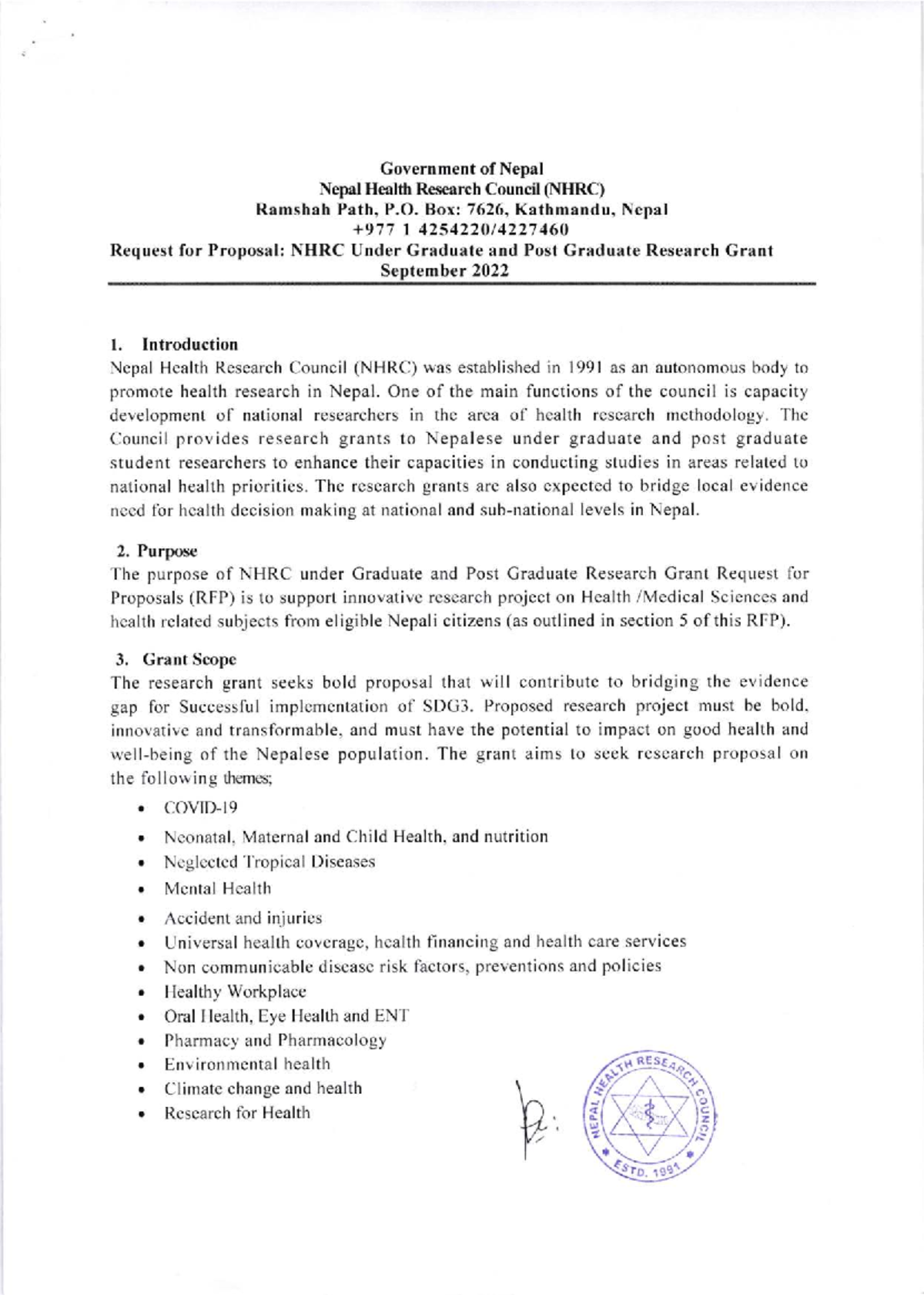 NHRC Research Proposal Template - Government of Nepal Nepal Health ...