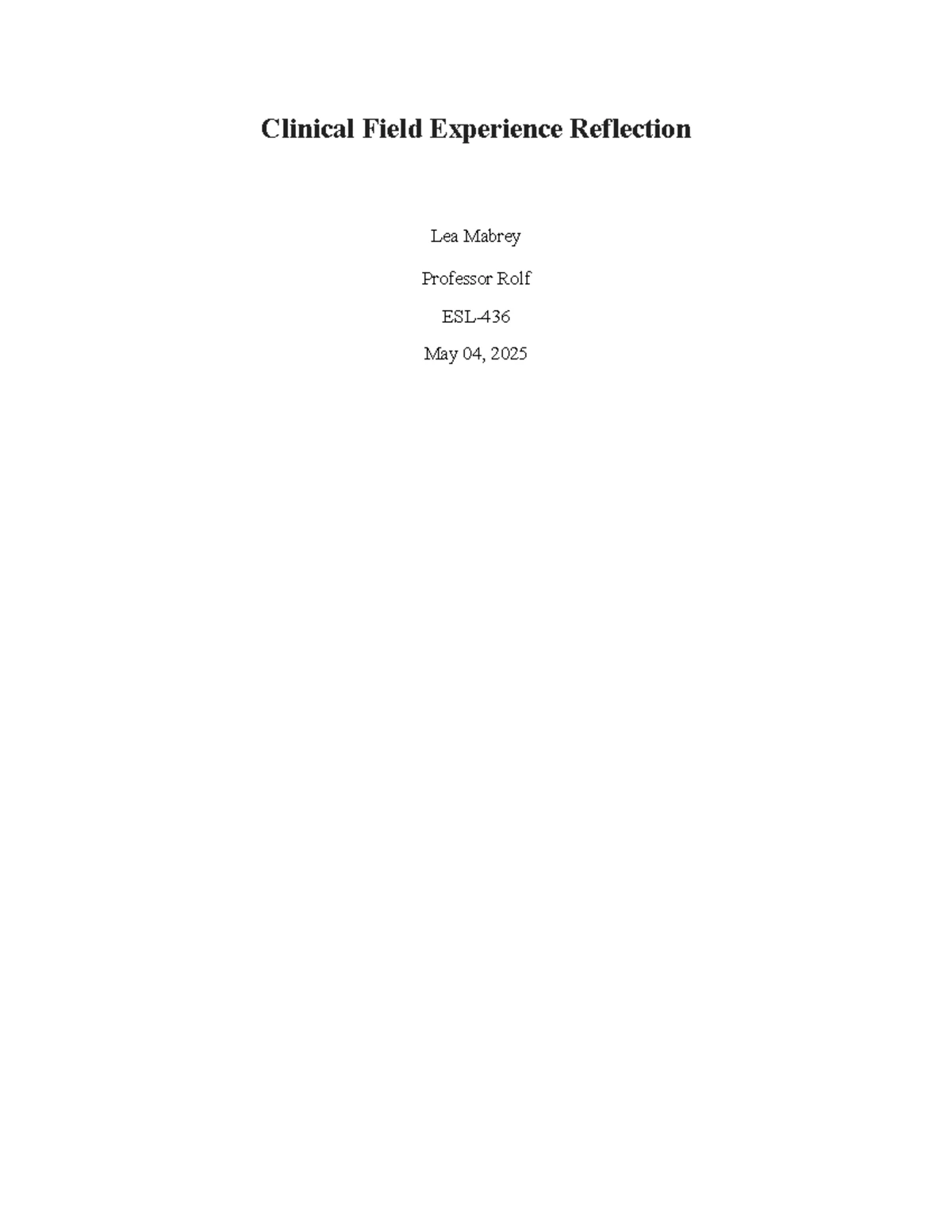 Clinical Field Experience D: Lesson Plan Implementation Insights - Studocu