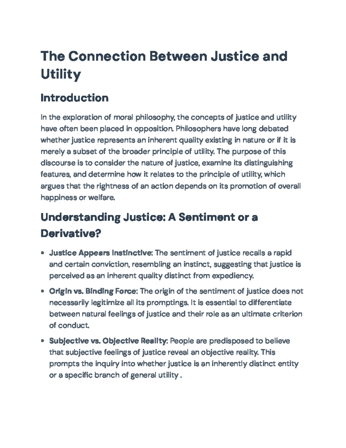 The Relationship Between Justice and Utility - An Analytical Essay ...