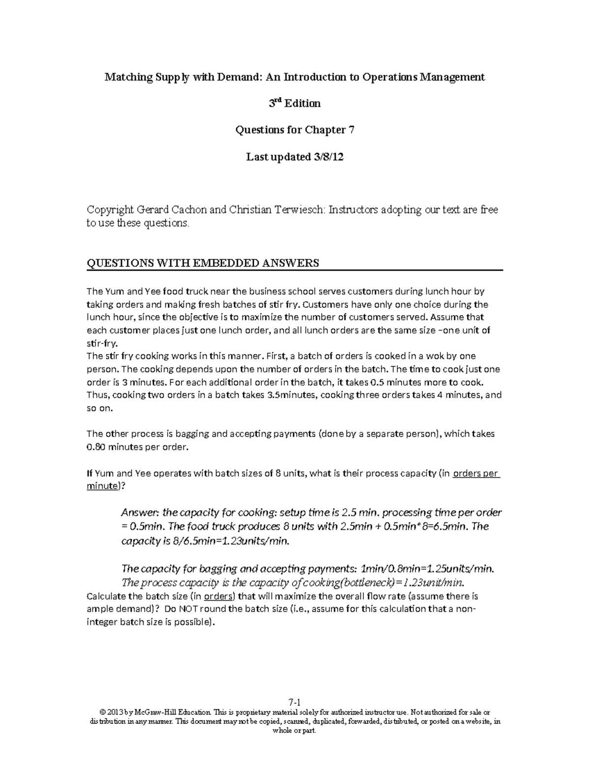 Extra Questions for Chapter 7: Operations Management (3E) - Studocu