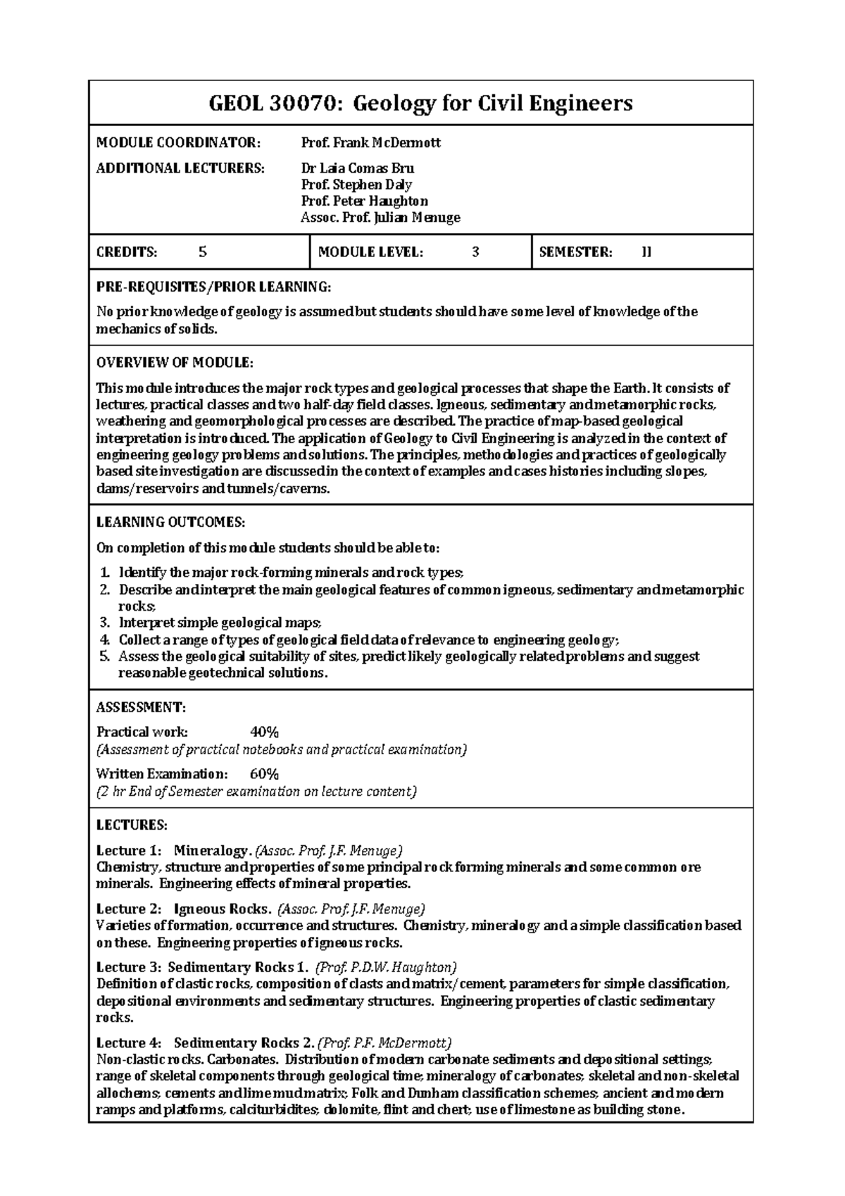 GEOL 30070 - Comprehensive Guide to Geology for Civil Engineers - Studocu