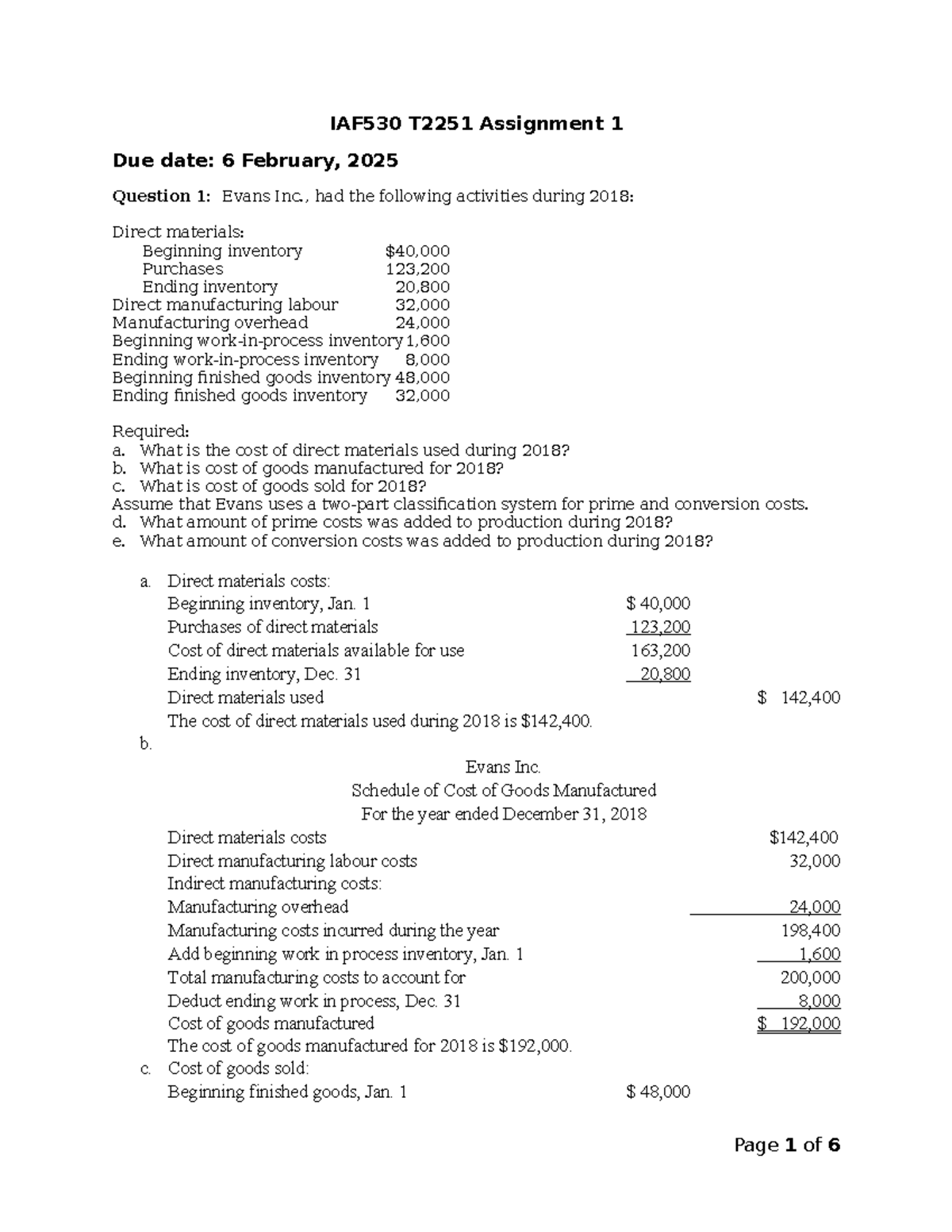 IAF530 T2251 Assignment 1: Cost Analysis and Income Statements - Studocu