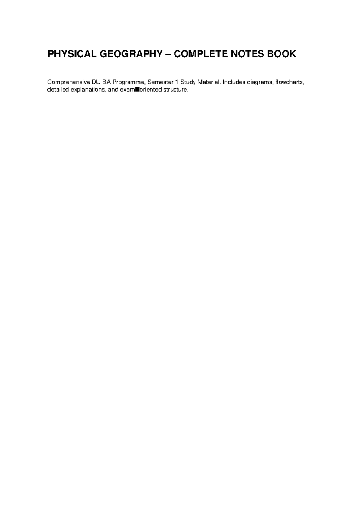 PHYSICAL GEOGRAPHY COMPLETE NOTES (DU BA SEM 1) - Studocu