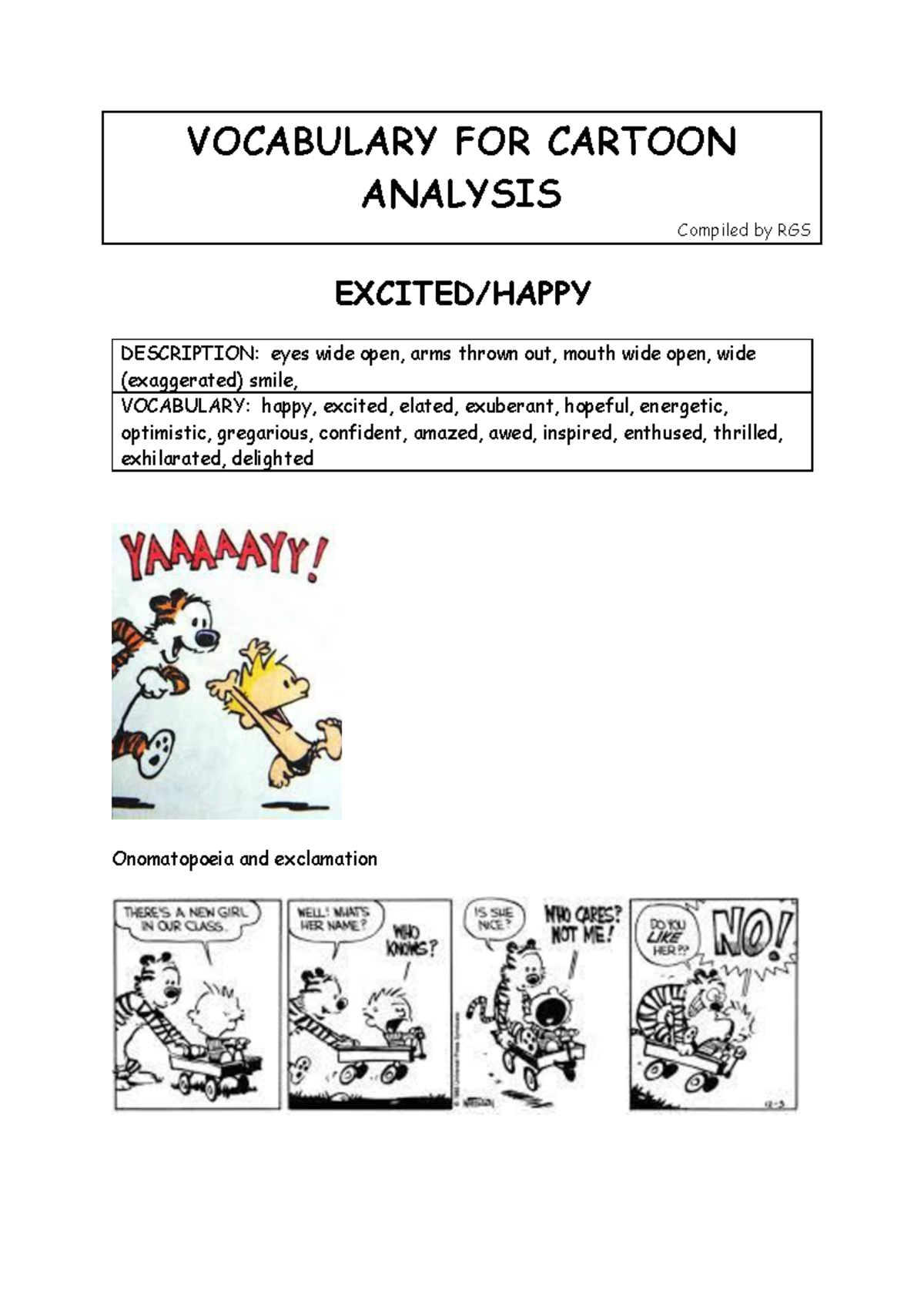 Vocabulary for Cartoon Analysis: RGS Guide to Emotions - Studocu