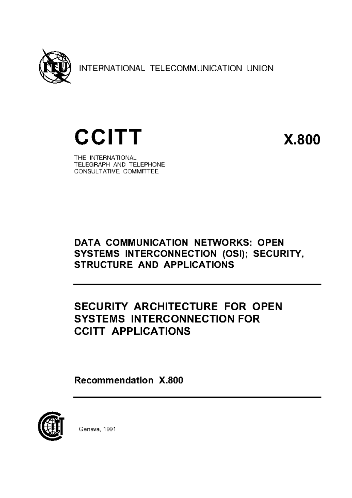 T-REC-X - Lecture Notes on International Telecom Committee - Studocu