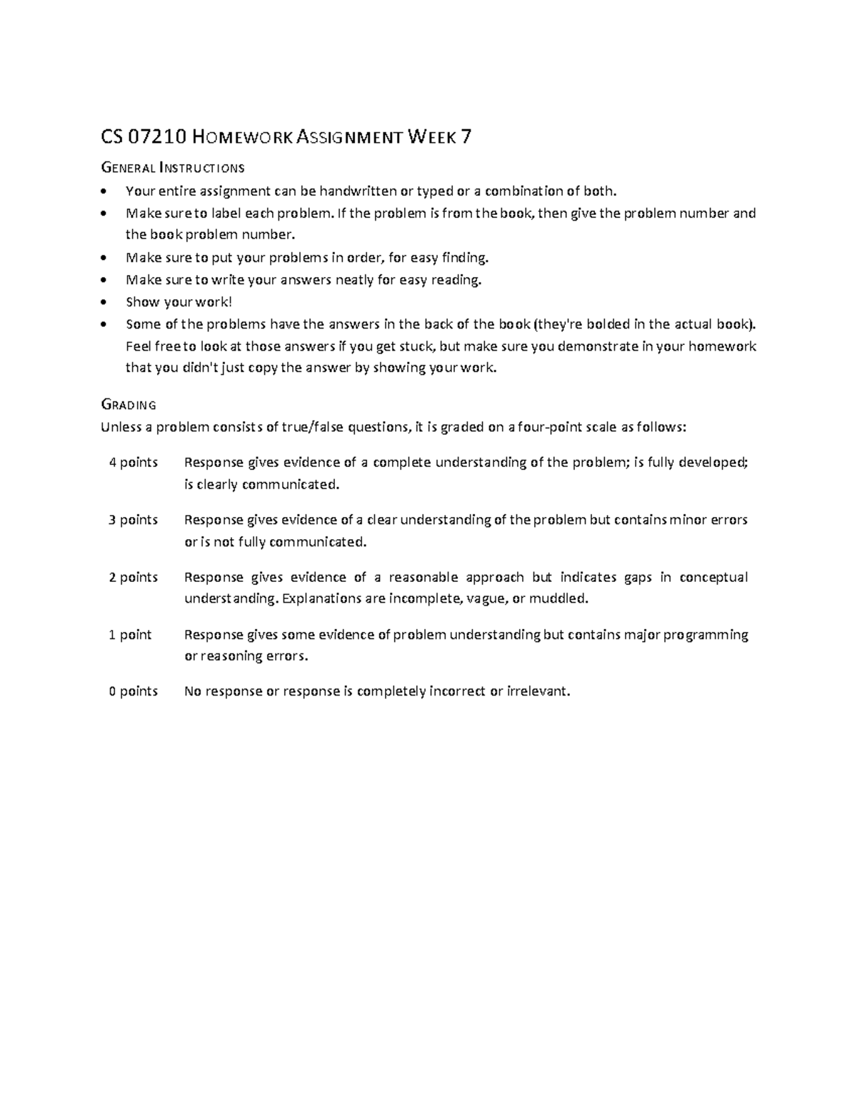 Homework Assignment Week 7 - CS 07210 H OMEWORK A SSIGNMENT W EEK 7 G ...